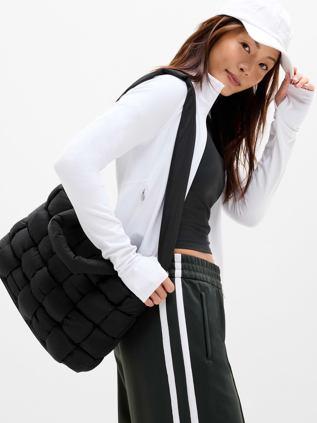 Woven Square Puff Tote - Black
