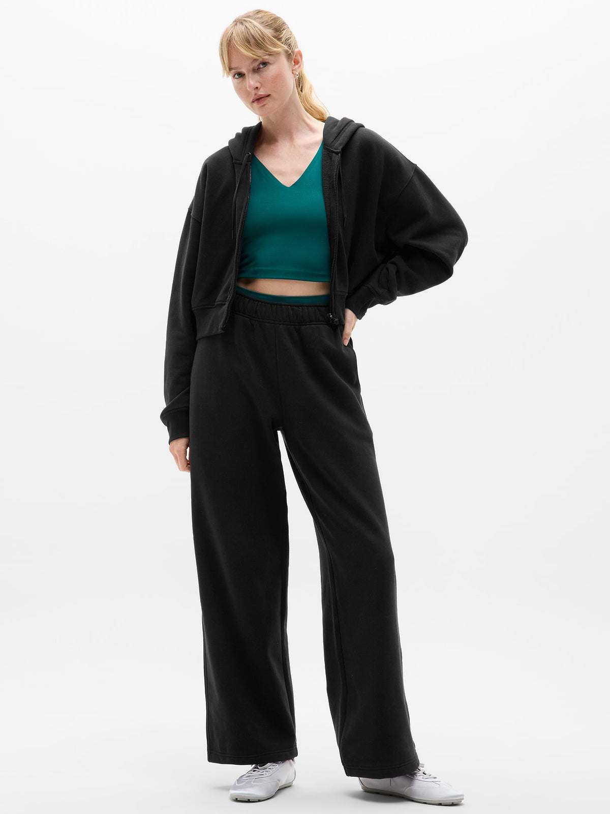 Forever Fleece Mid Rise Flare Pant - Black