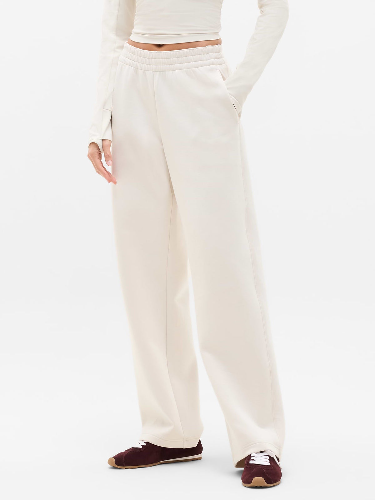 Form Knit Mid Rise Straight Pant - Bone