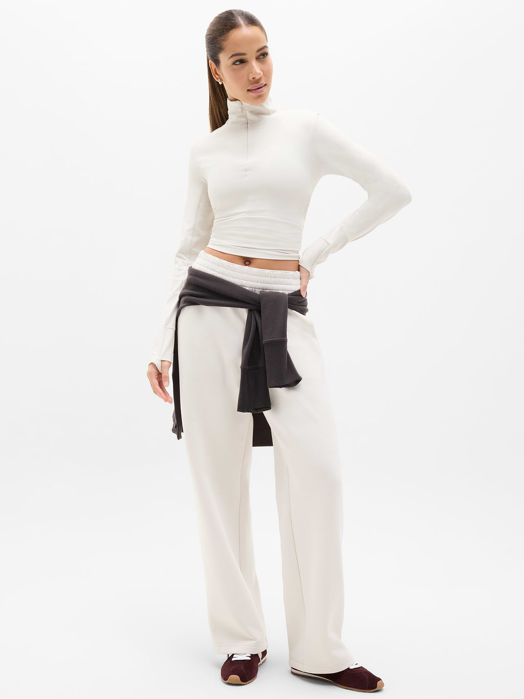 Form Knit Mid Rise Straight Pant - Bone