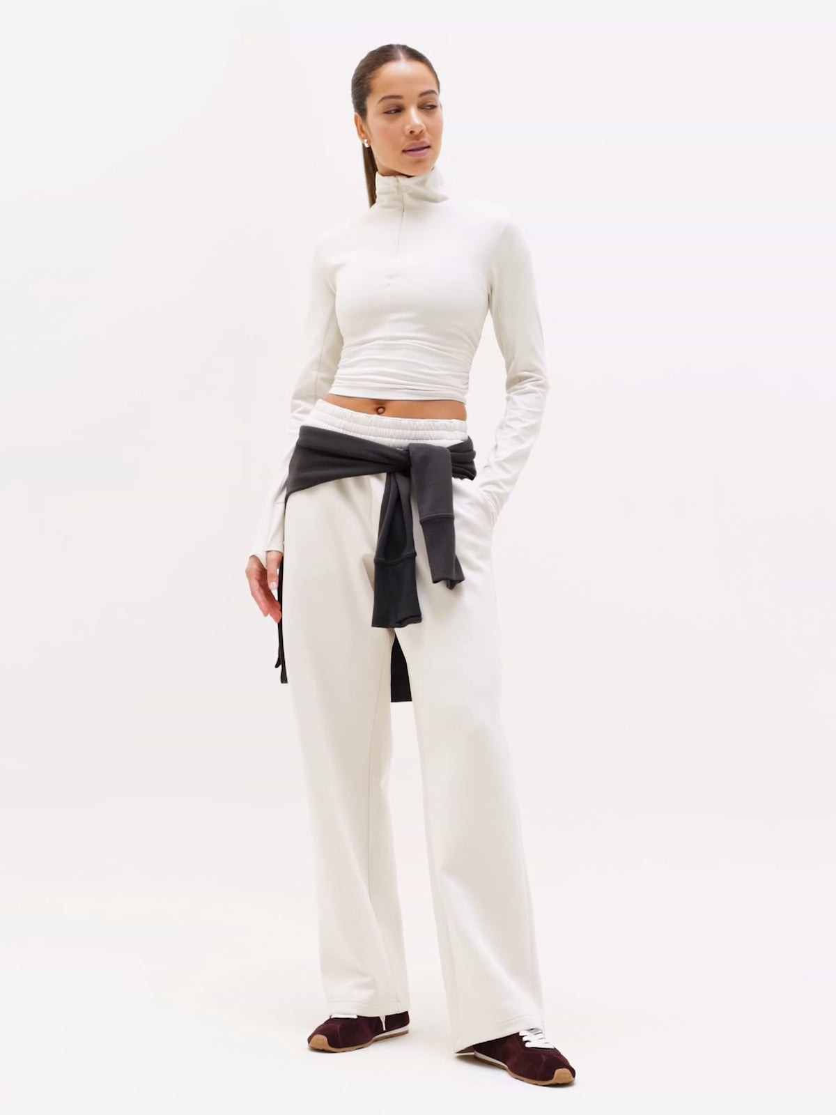 Form Knit Mid Rise Straight Pant - Bone