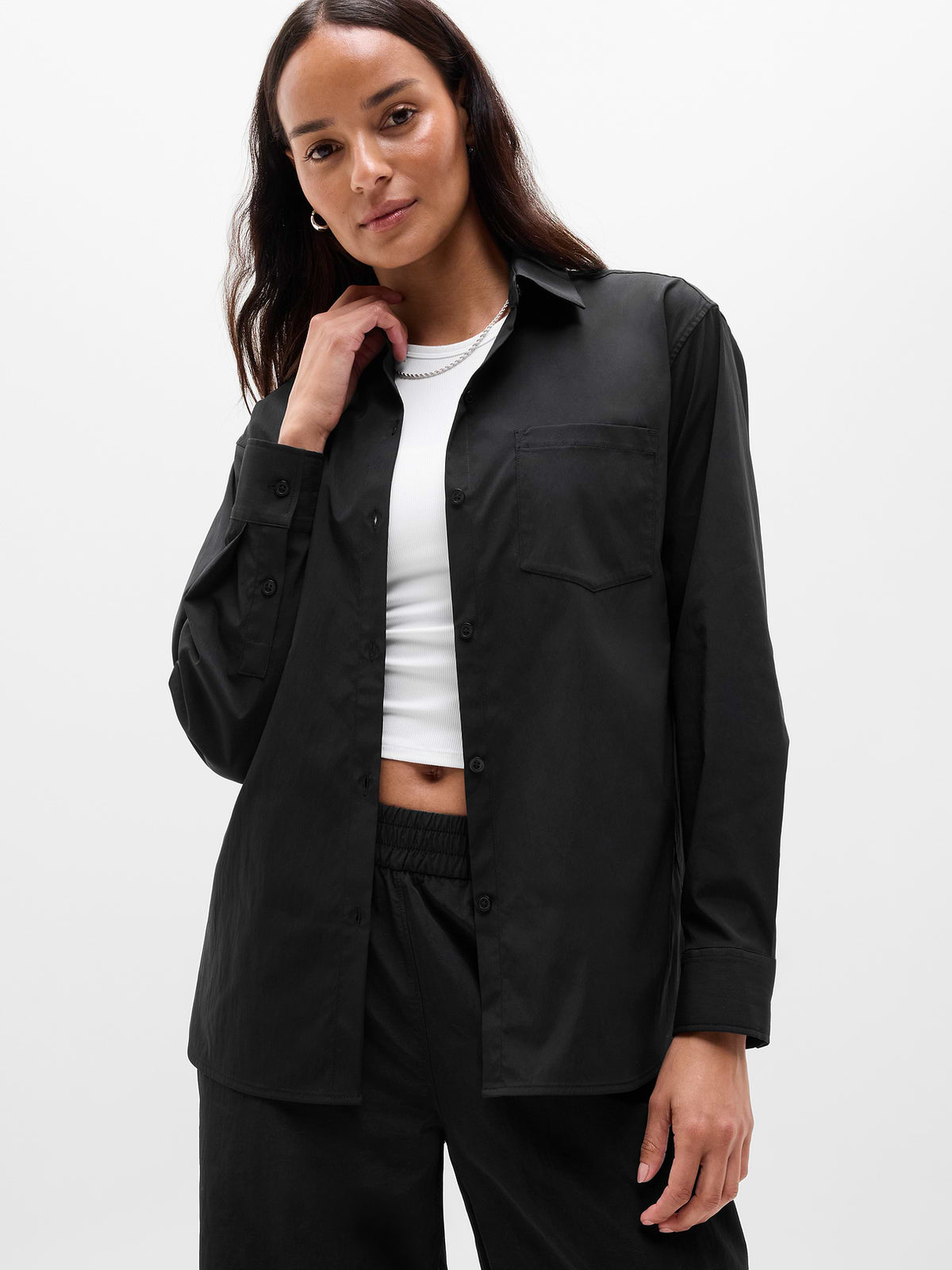 Midday Relaxed Poplin Shirt - Black