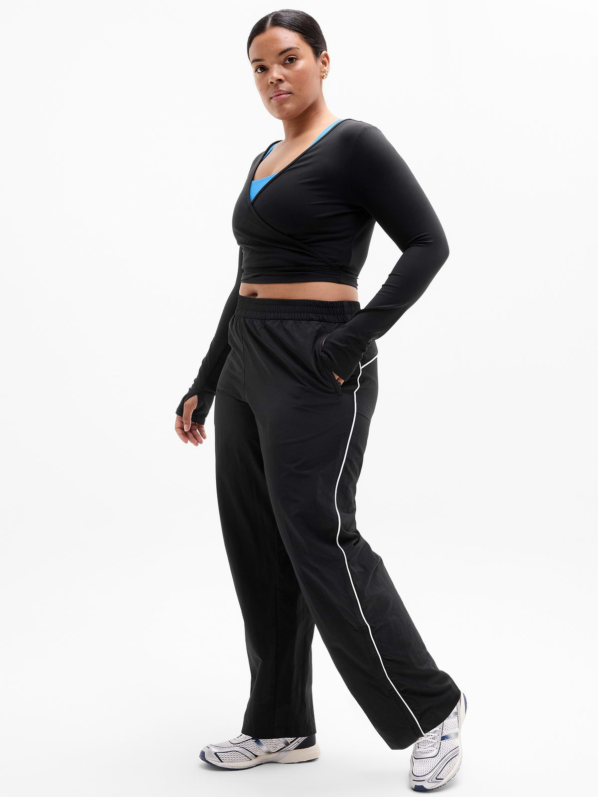 Transcend Wrap Crop Top - Black