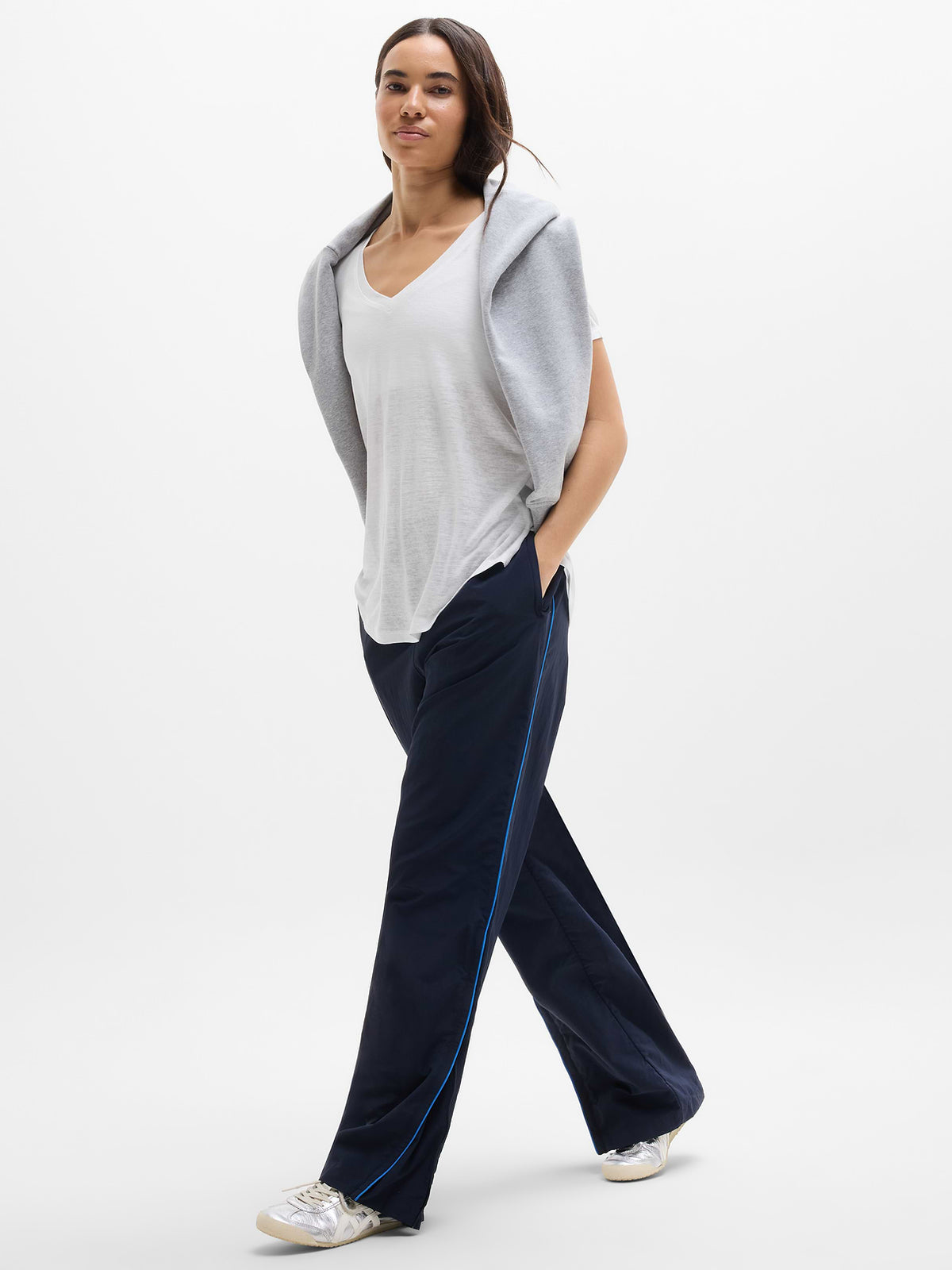 Breezy Scoop V-Neck Tee - Bright White