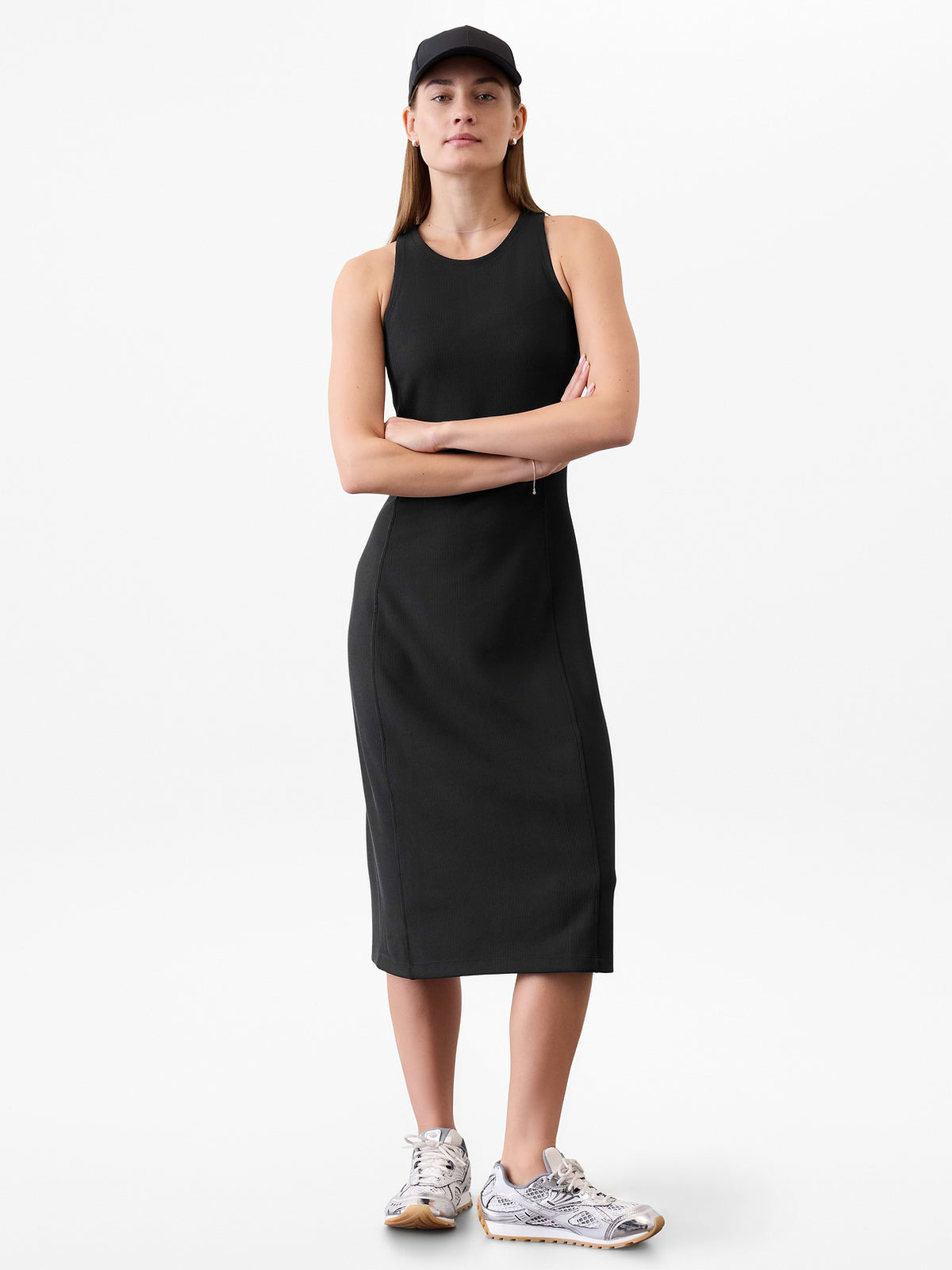 Seasoft Rib Midi Tank Dress - Black