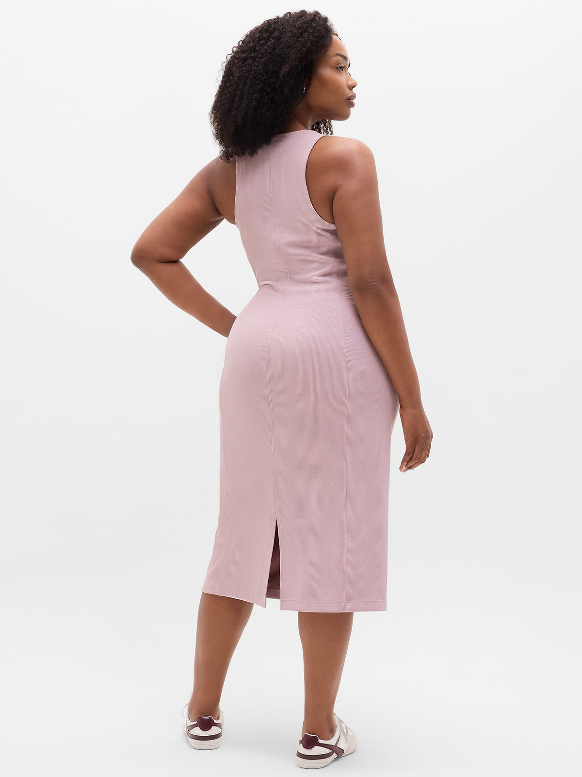 Seasoft Rib Midi Tank Dress - Blush