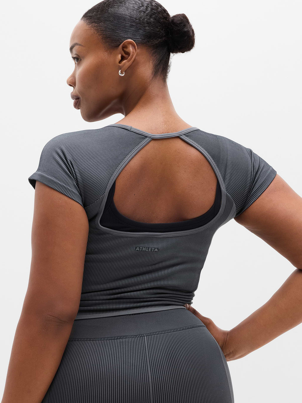 Recharge Seamless Open Back Tee - Eclipse/Slate Contour