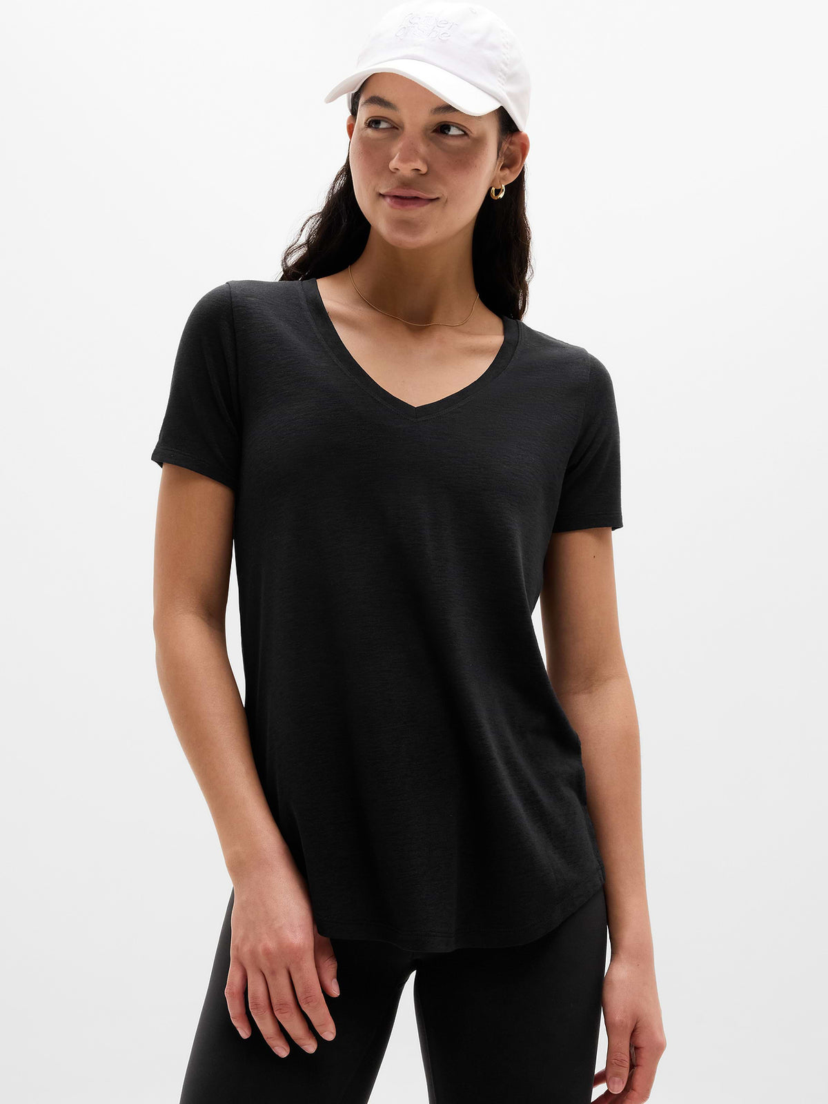 Breezy Scoop V-Neck Tee - Black