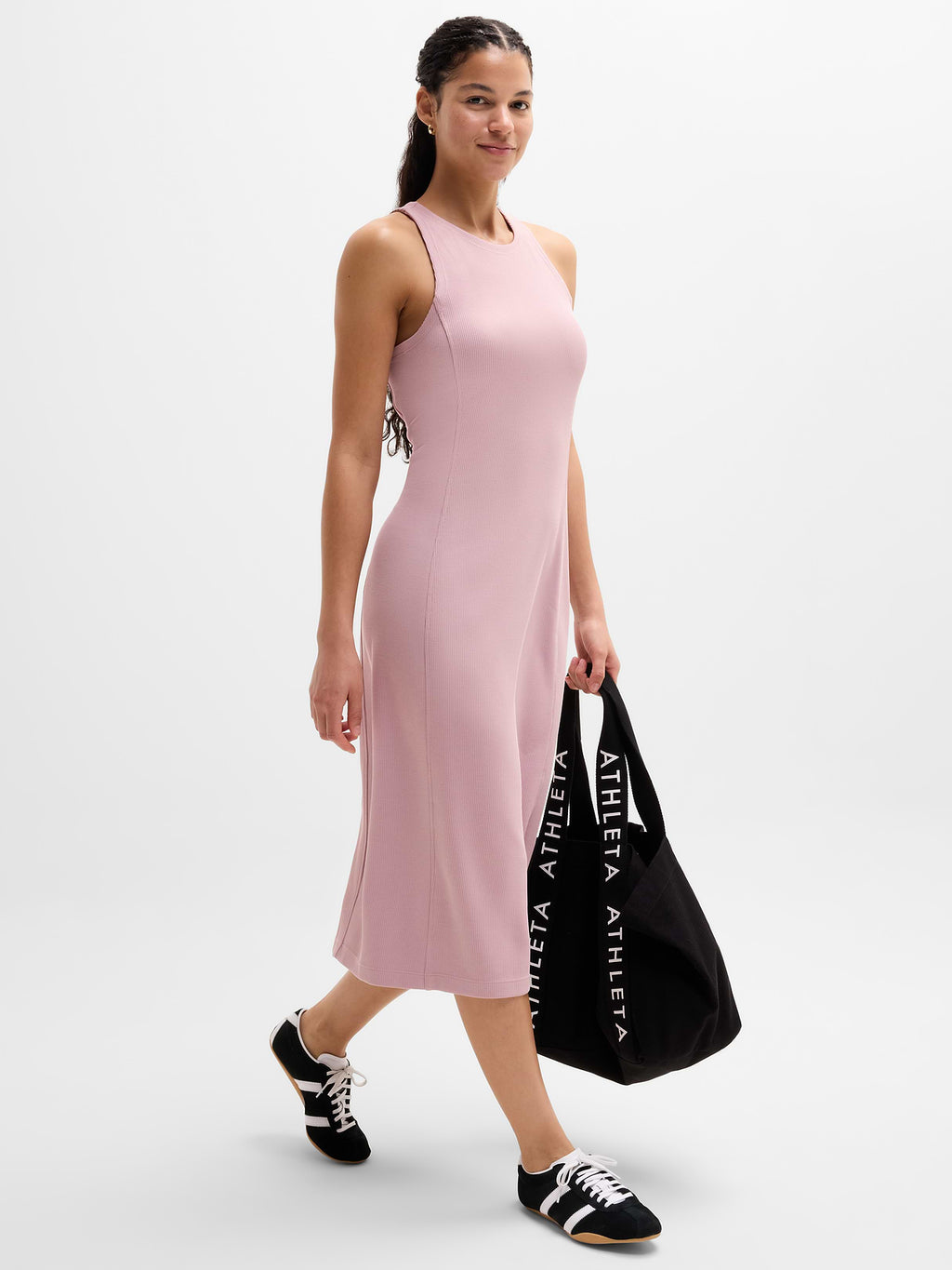 Seasoft Rib Midi Tank Dress - Blush
