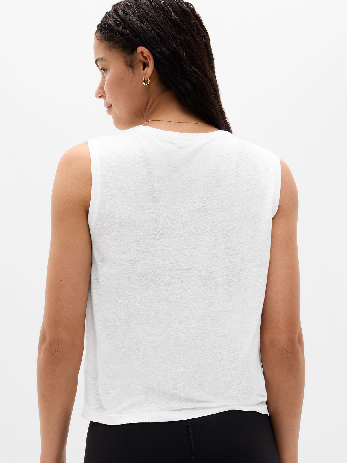 Getaway Linen Blend Muscle Tank - Bright White