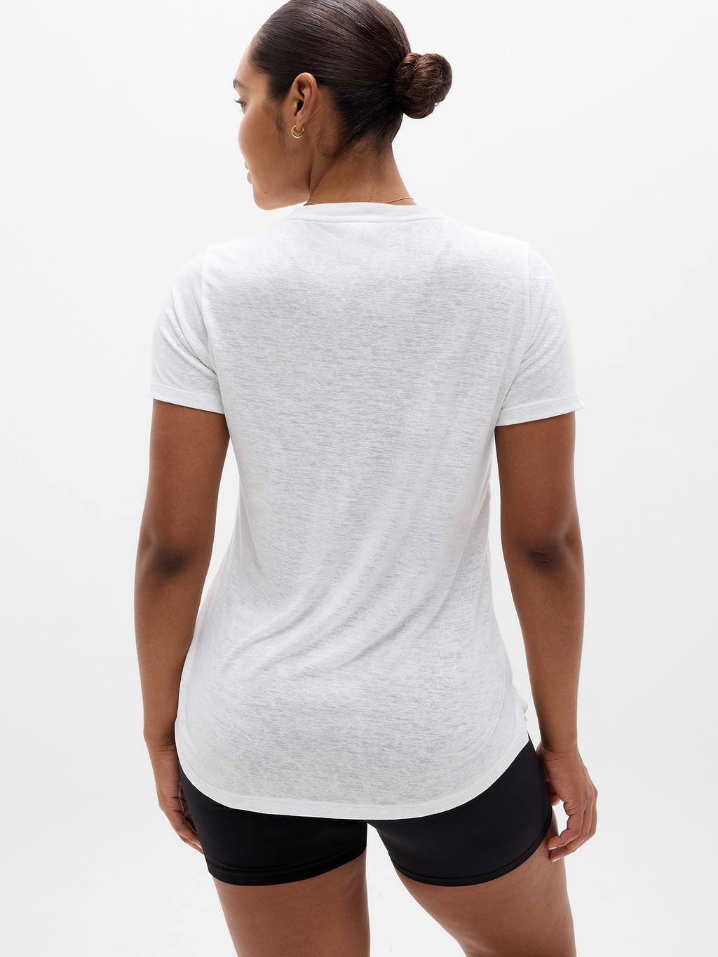 Breezy Scoop V-Neck Tee - Bright White