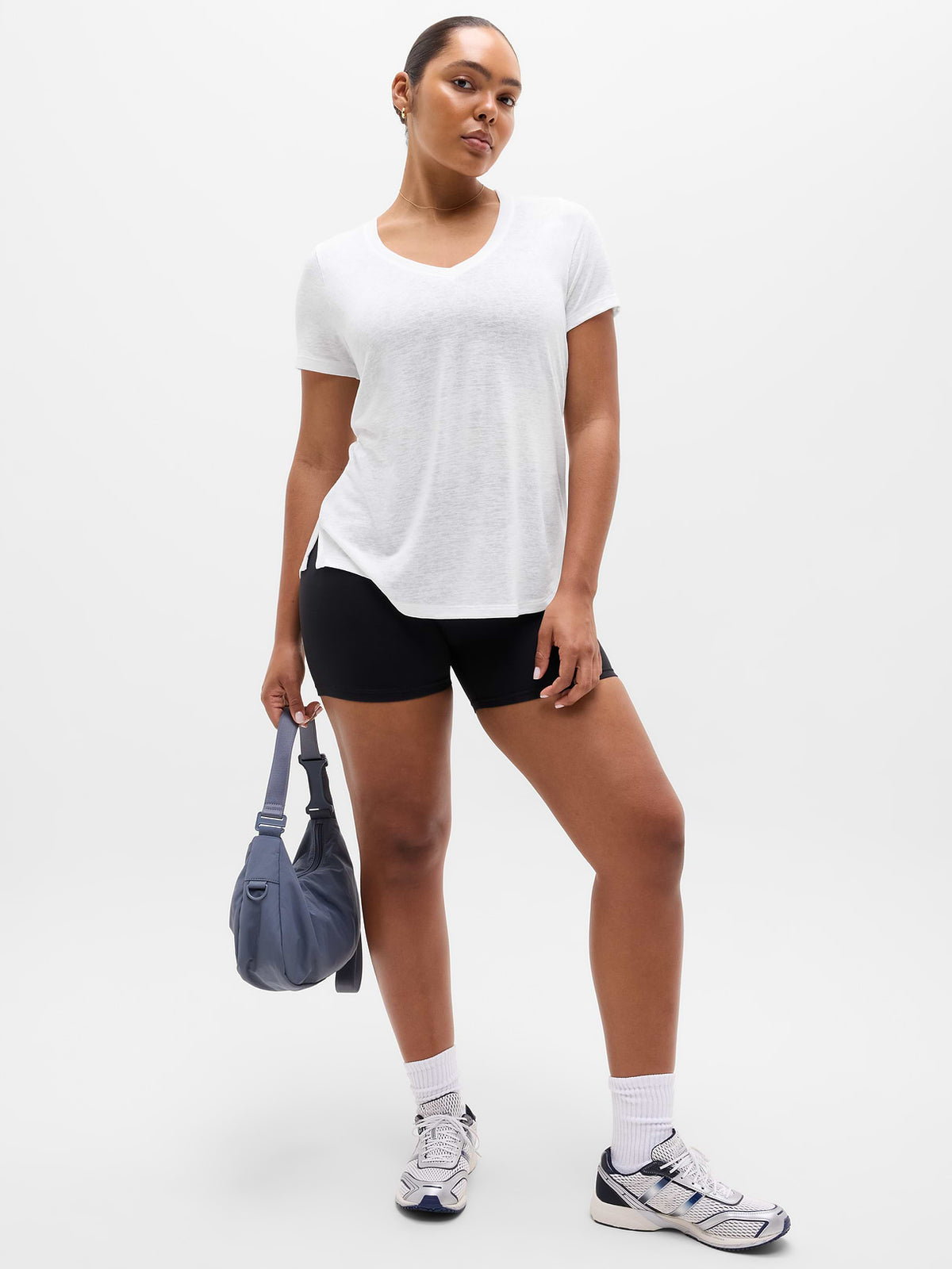 Breezy Scoop V-Neck Tee - Bright White