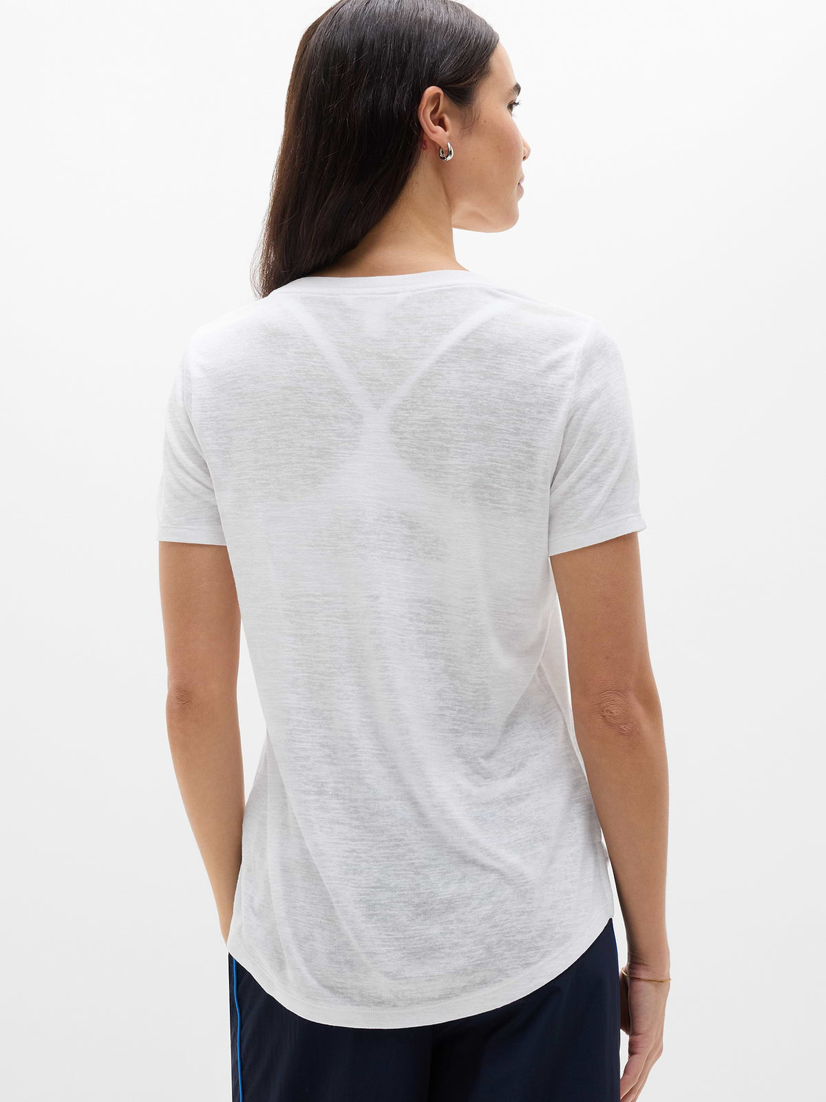 Breezy Scoop V-Neck Tee - Bright White