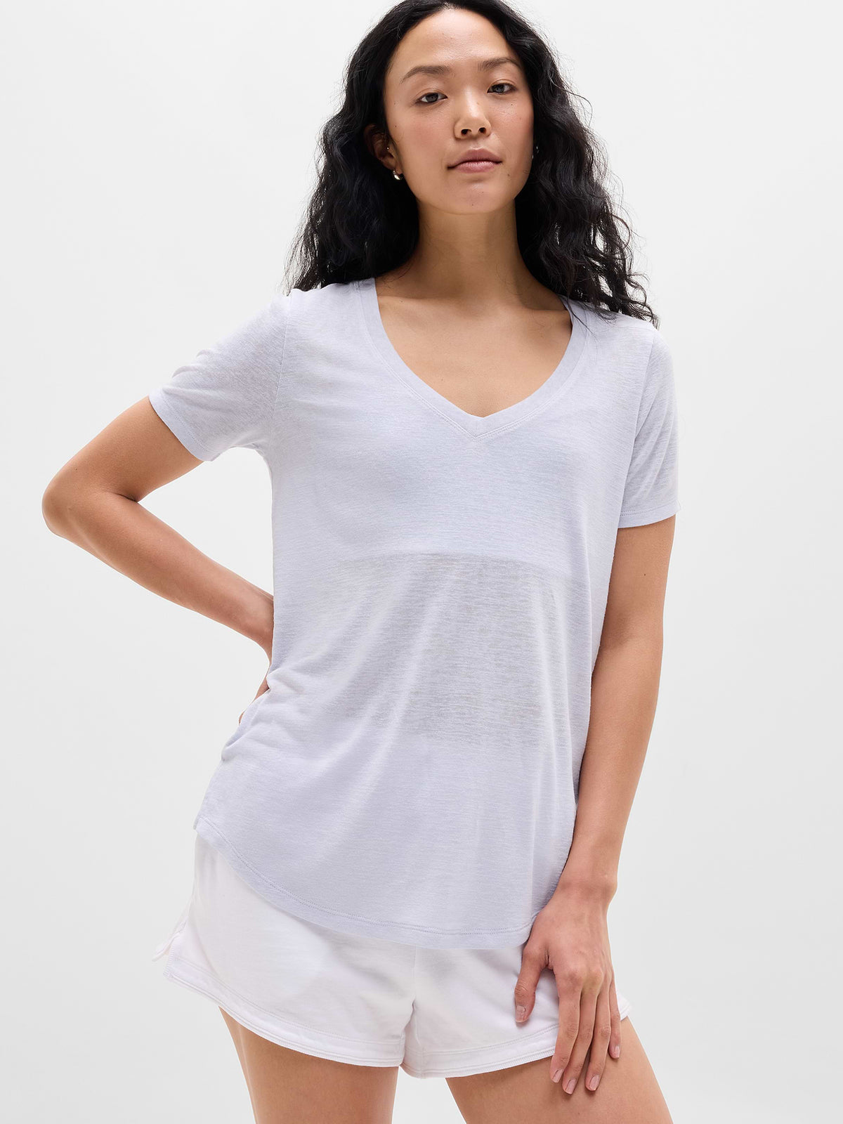 Breezy Scoop V-Neck Tee - Dove
