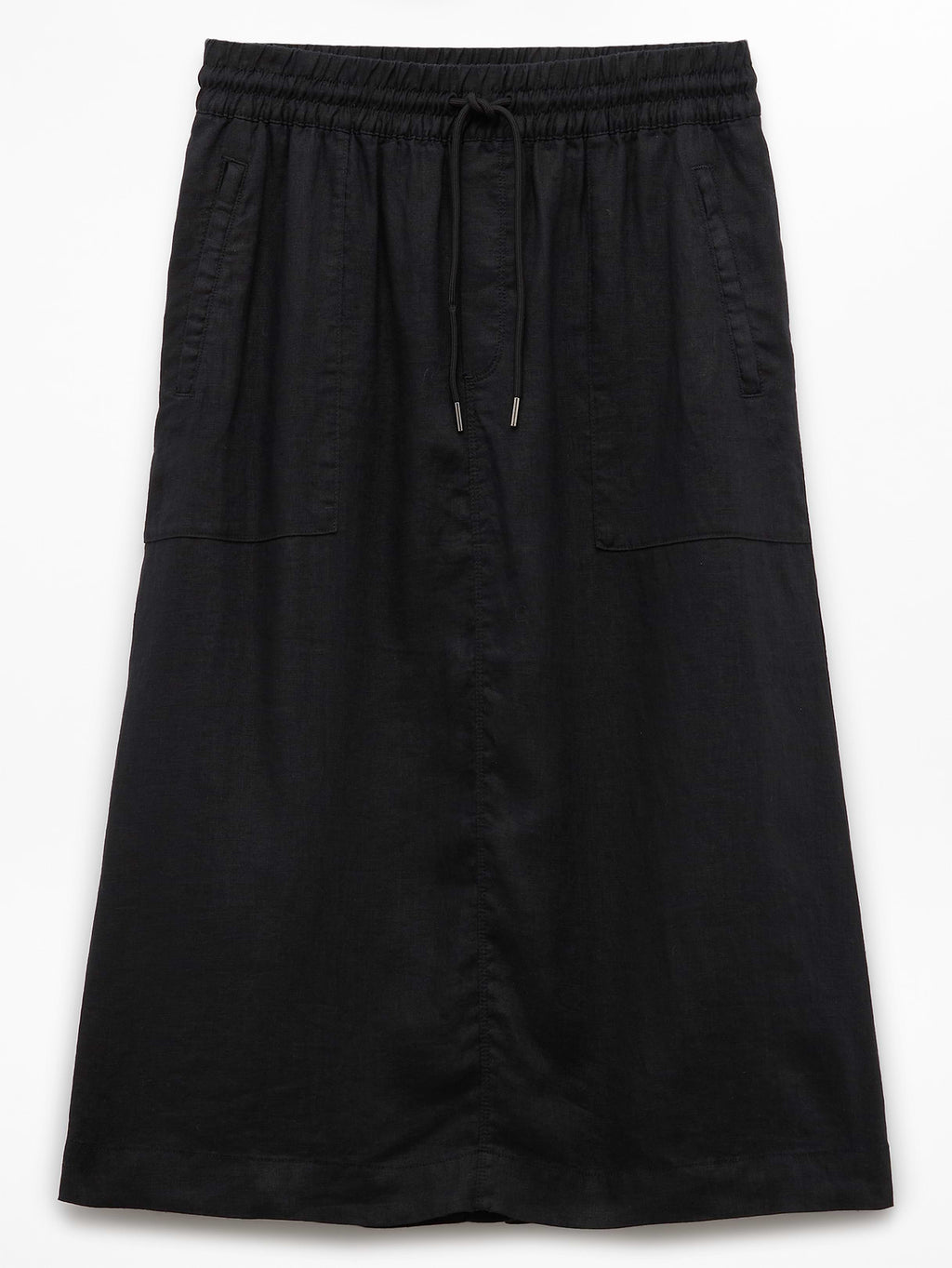 Retreat Linen Midi Skirt - Black