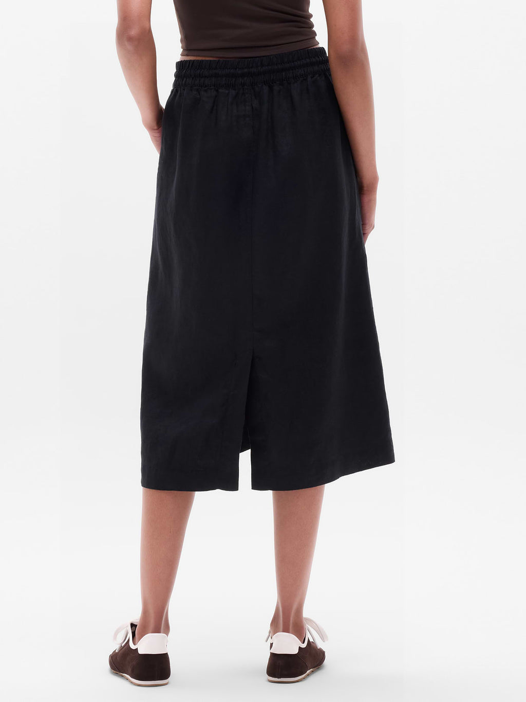 Retreat Linen Midi Skirt - Black
