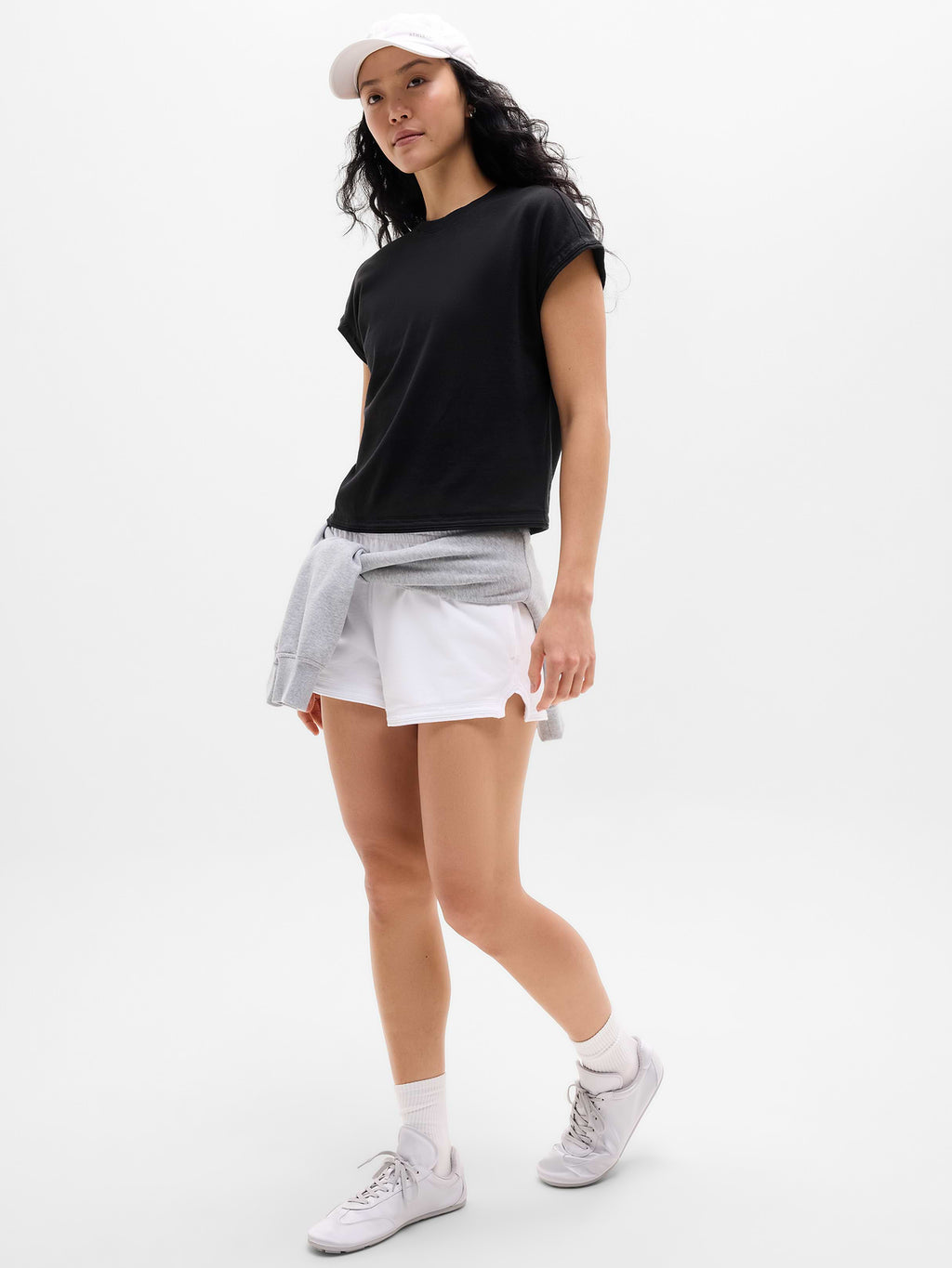 Airy Cotton Terry Sweatshirt Tee - Black