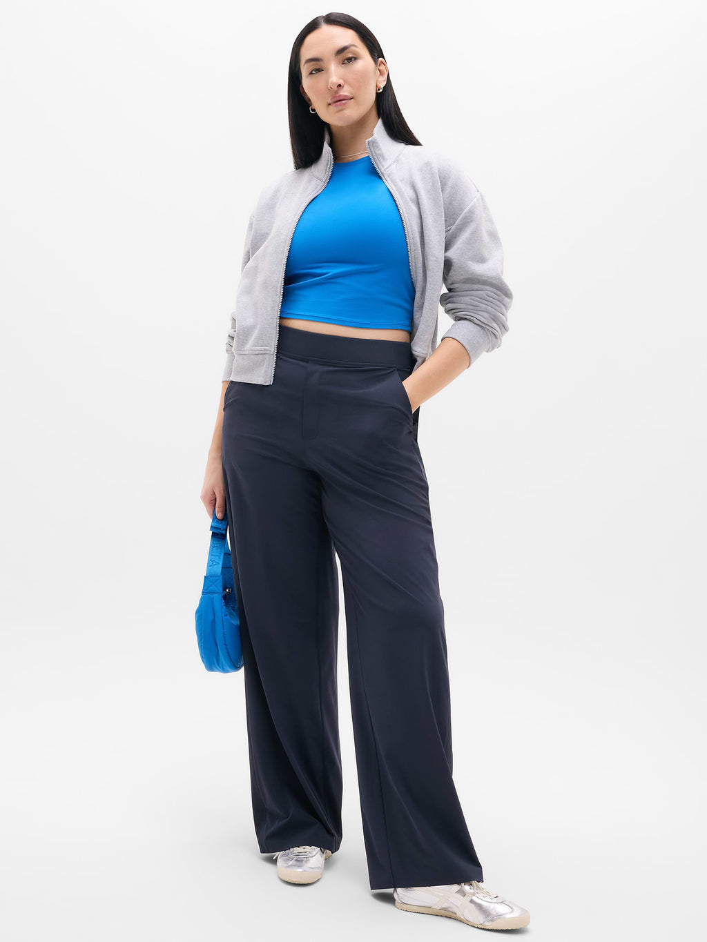 Brooklyn Mid Rise Wide Leg Pant - Navy