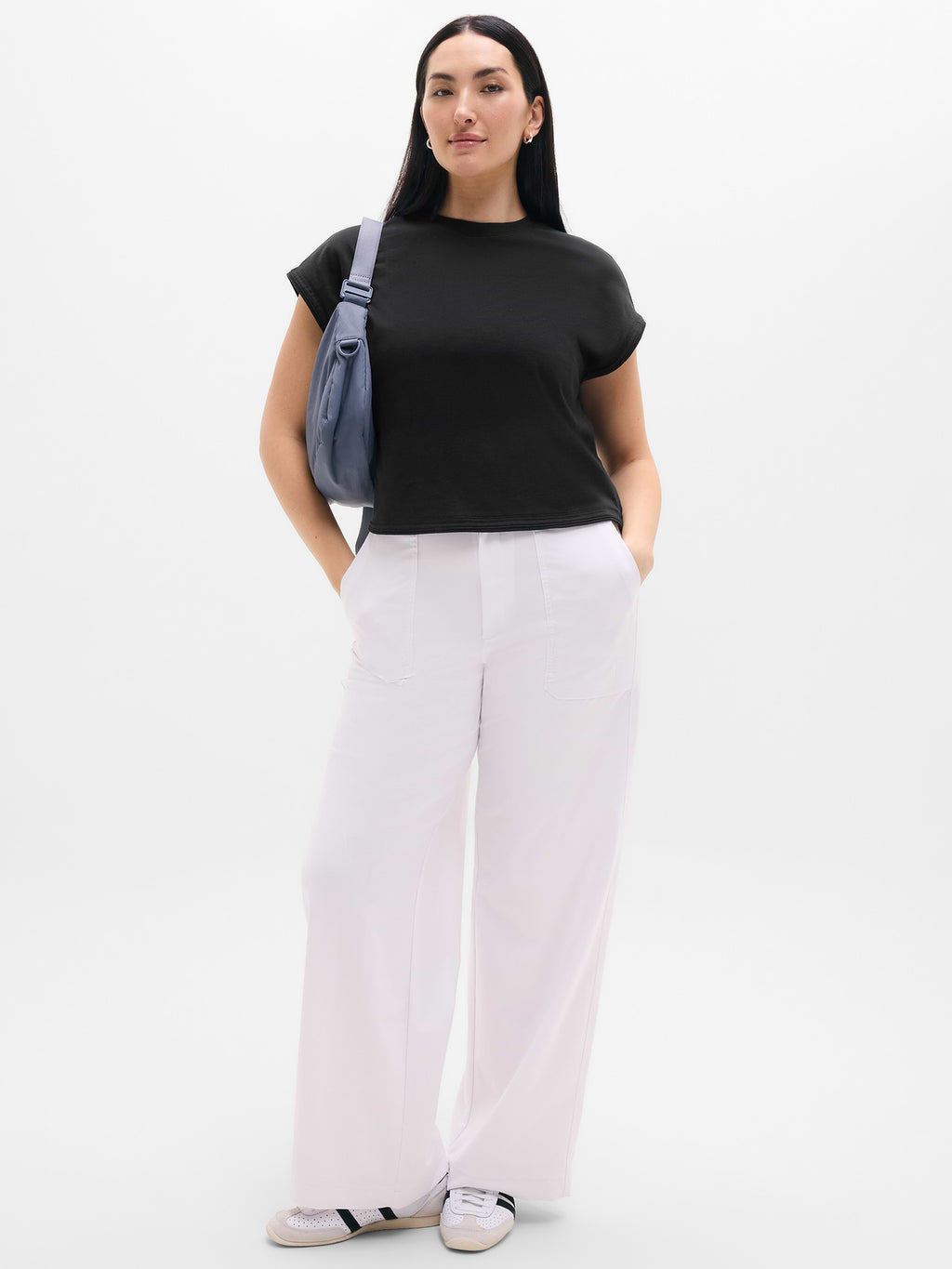 Airy Cotton Terry Sweatshirt Tee - Black