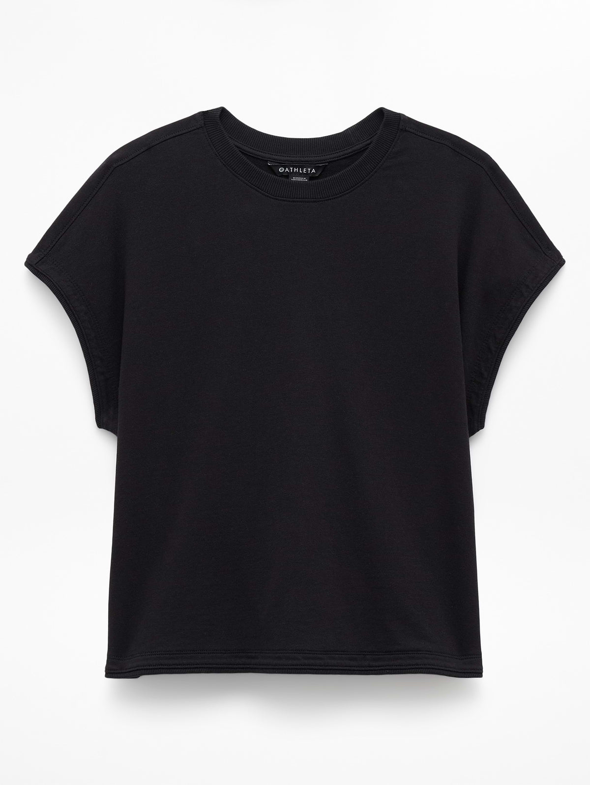 Airy Cotton Terry Sweatshirt Tee - Black