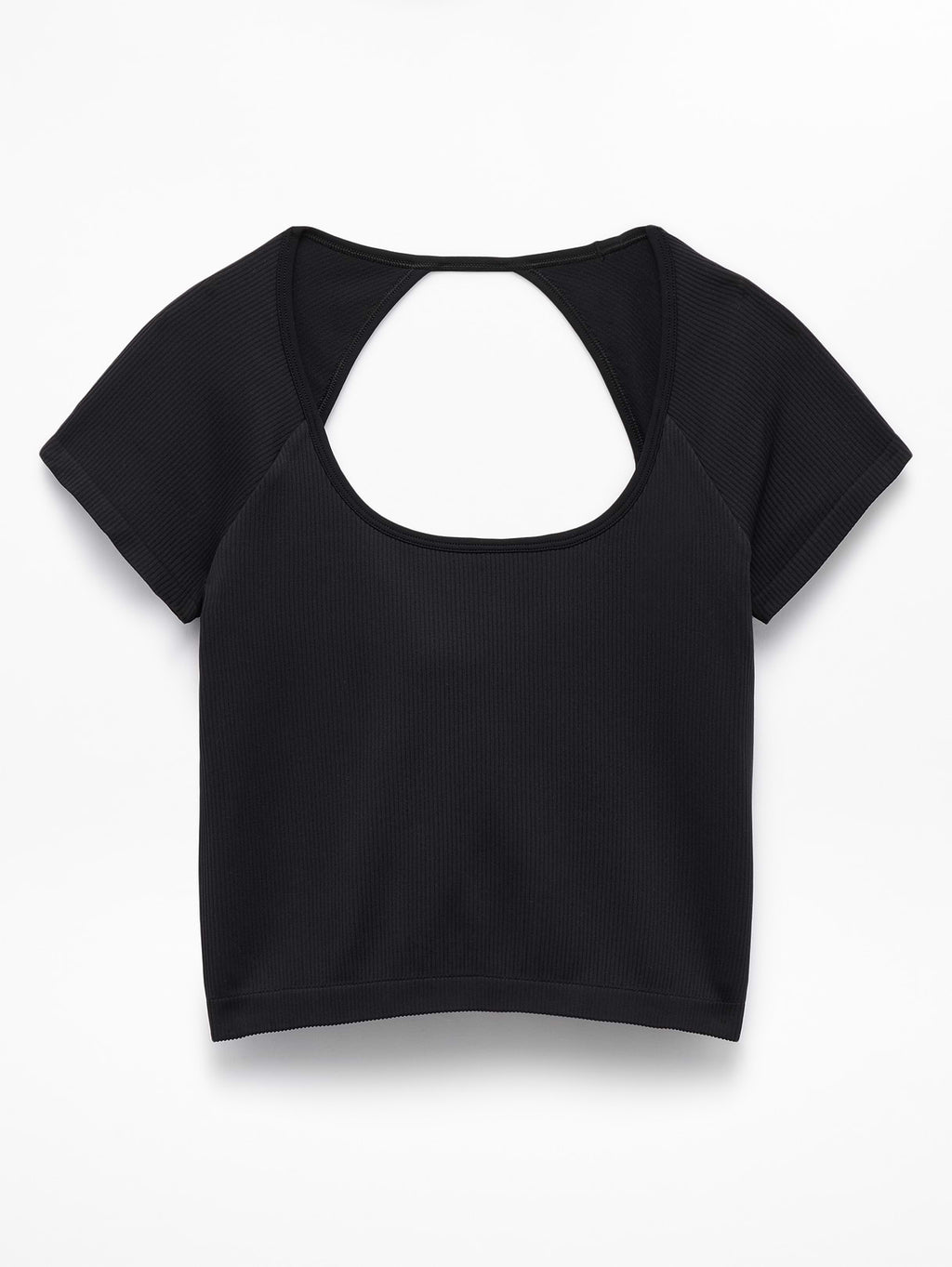 Recharge Seamless Open Back Tee - Black Rib