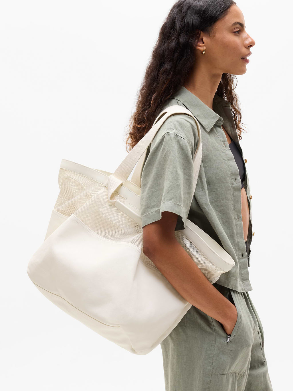 Coated Canvas Court Tote - Magnolia White