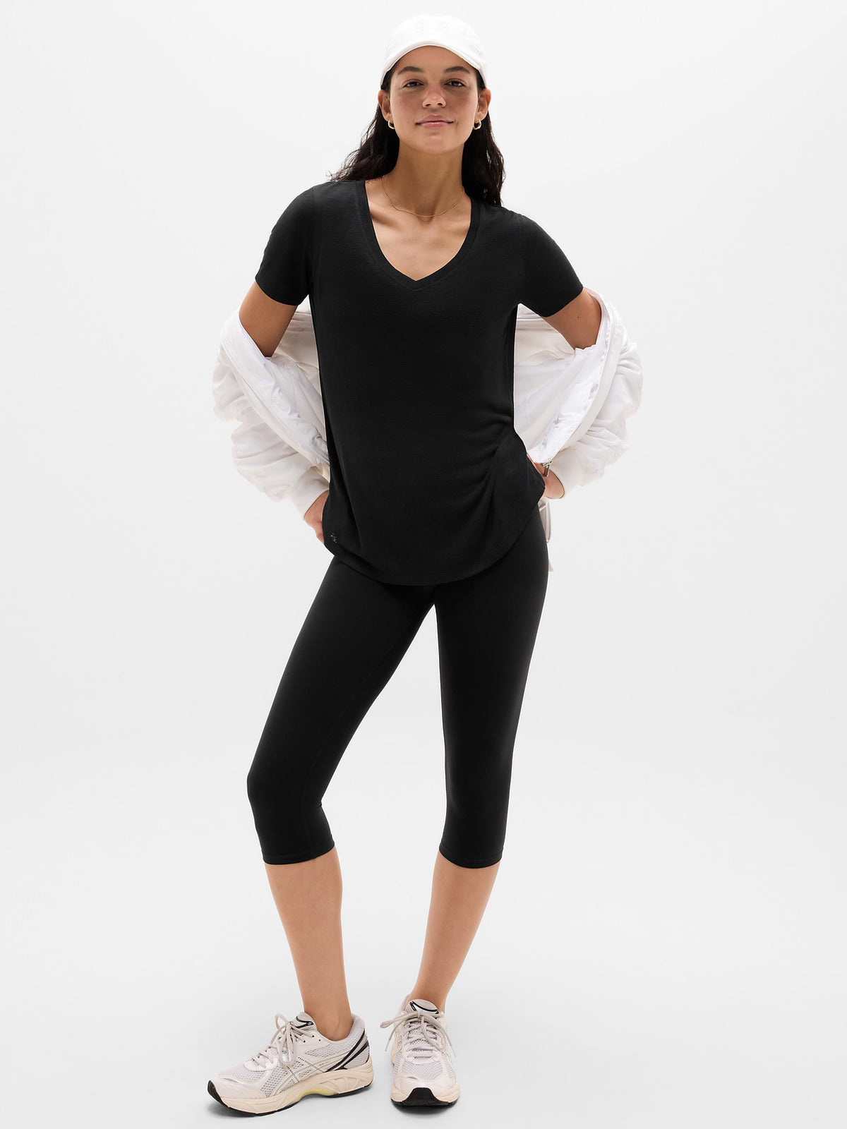 Breezy Scoop V-Neck Tee - Black