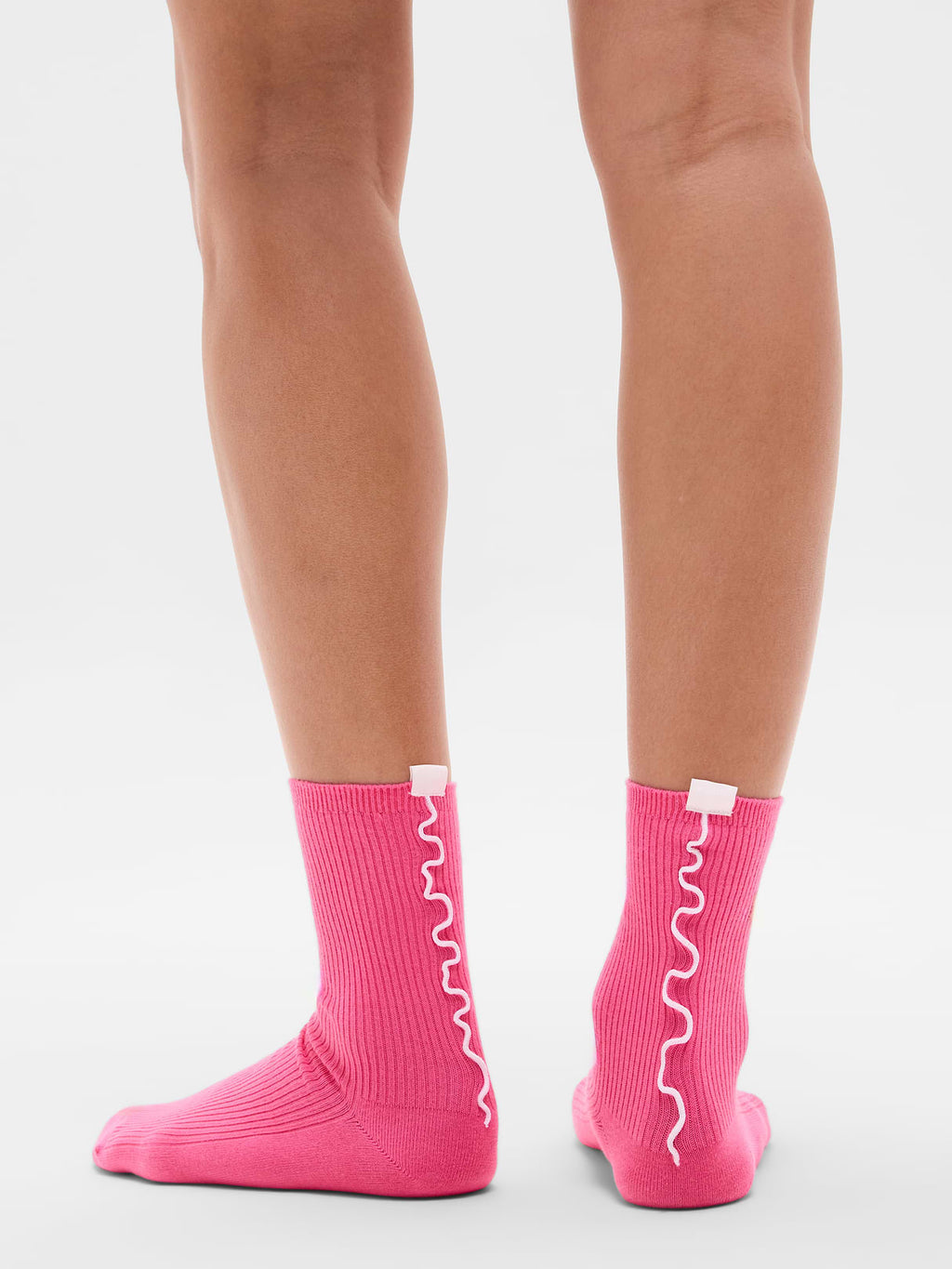 Athleta Ruffle Novelty Everyday Crew Sock 2-Pack - Cerise/Bright White