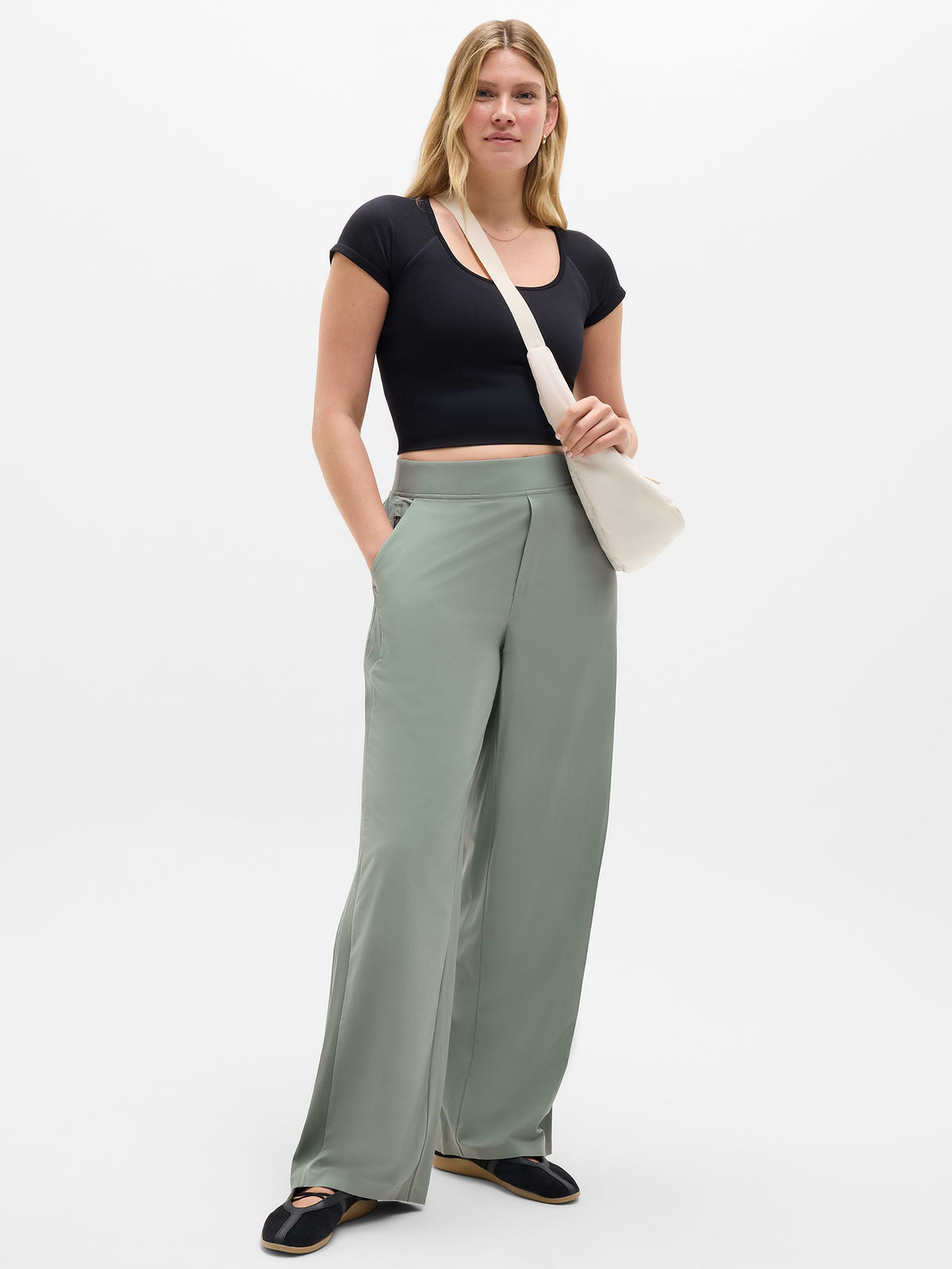 Brooklyn Mid Rise Wide Leg Pant - Cacti