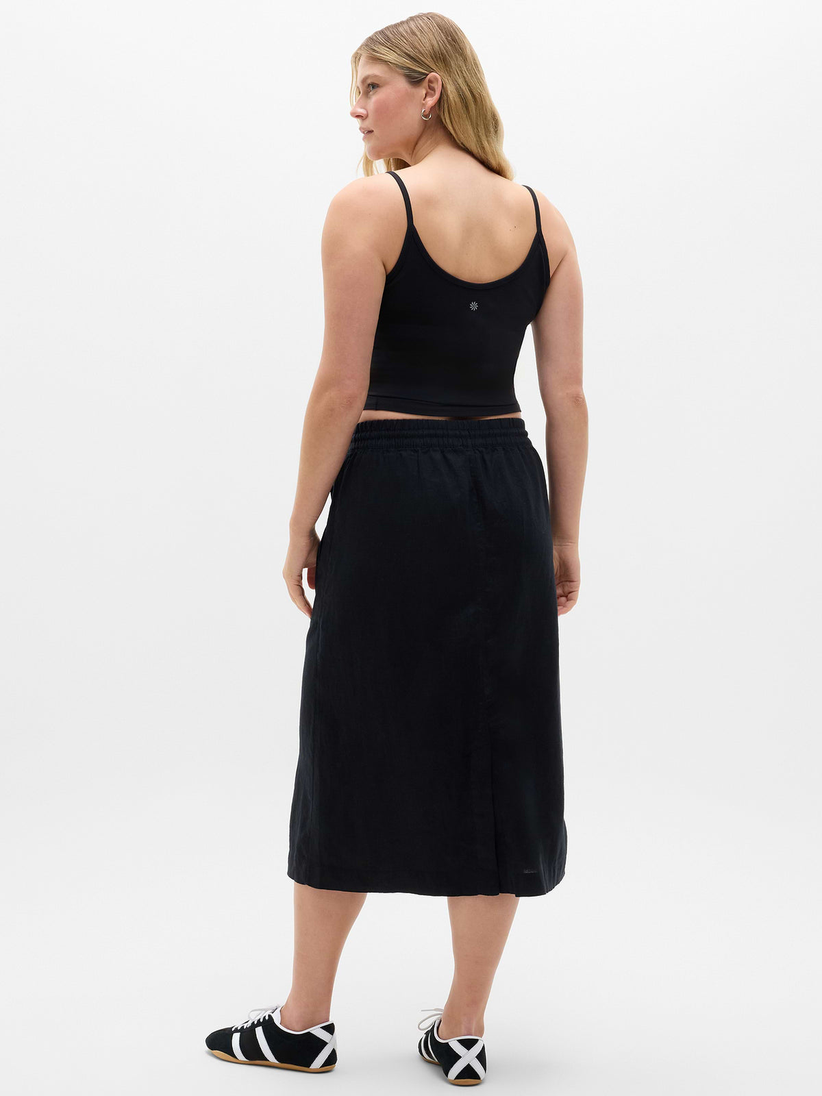 Retreat Linen Midi Skirt - Black