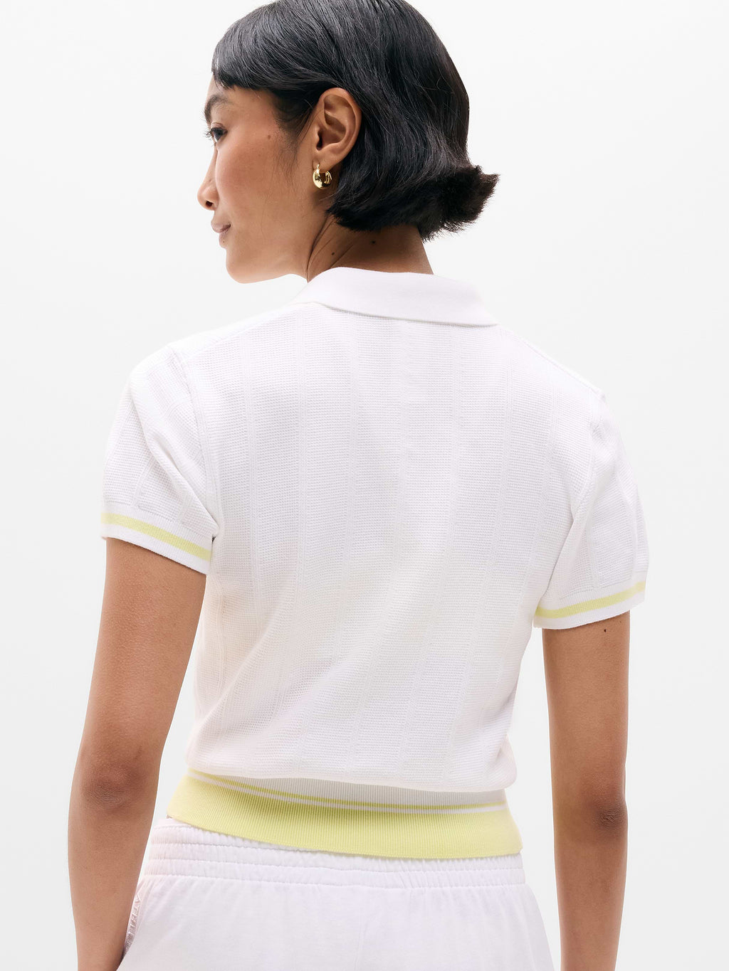 Seamless Polo Tee Sweater - Bright White/Spark