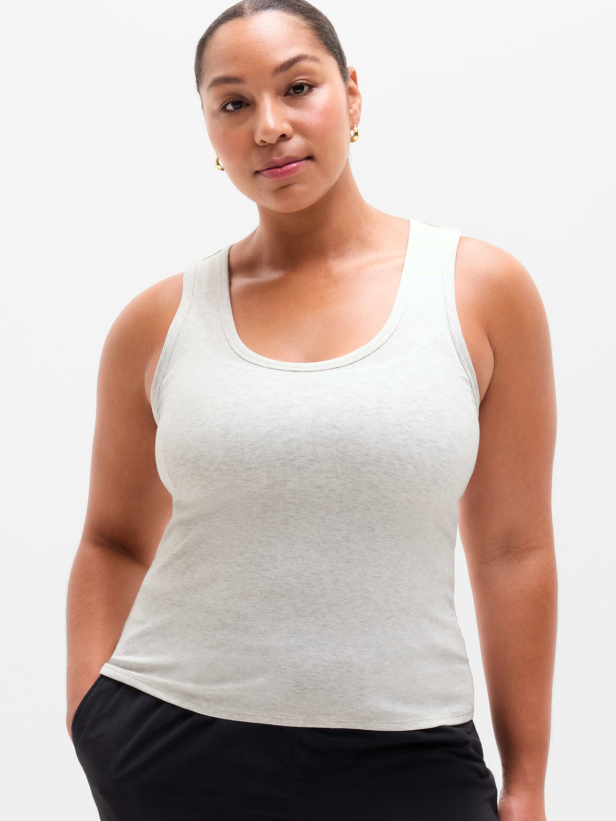 Signature Rib V-Neck Muscle Tank - Fog Grey Heather