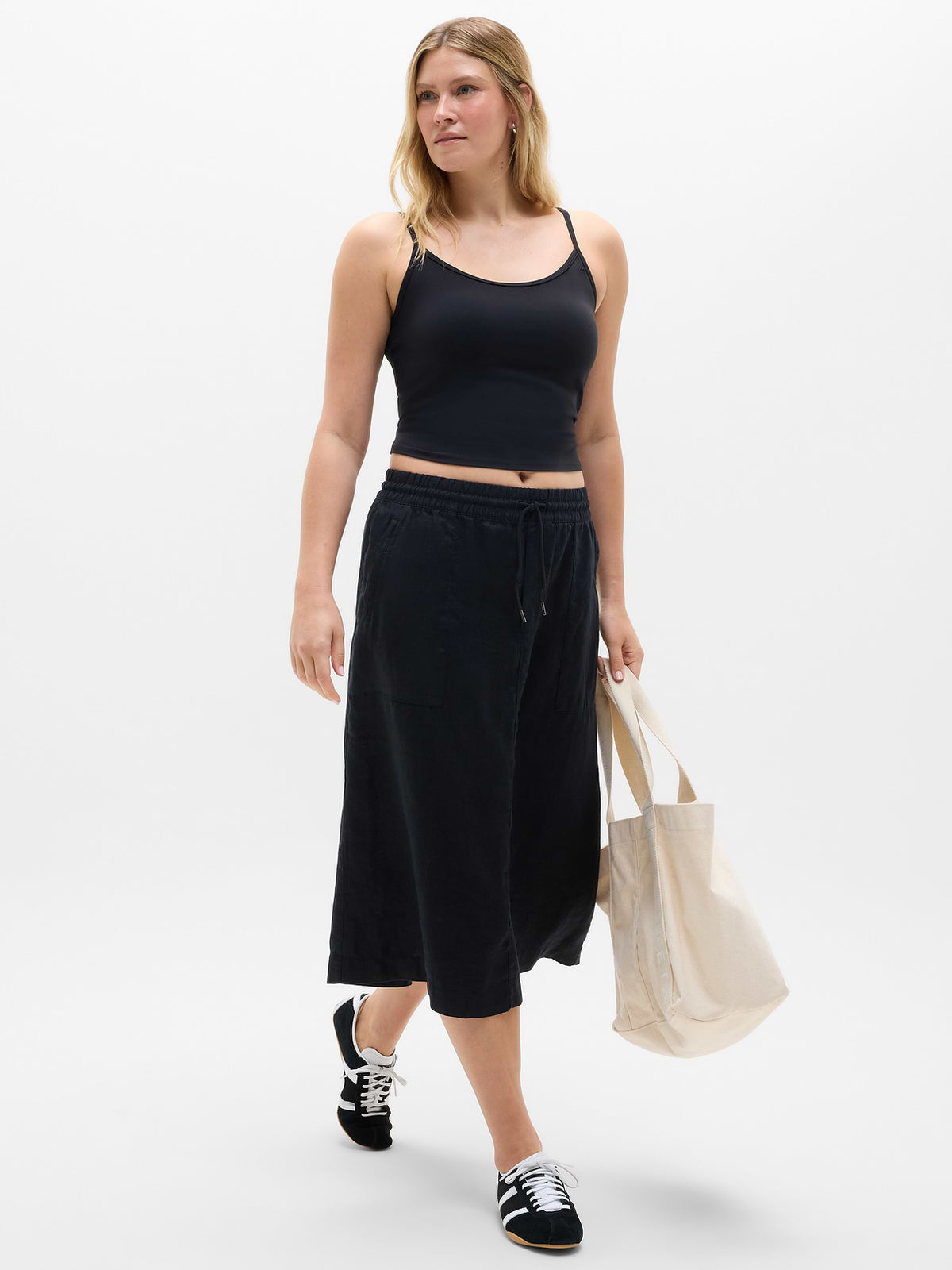 Retreat Linen Midi Skirt - Black