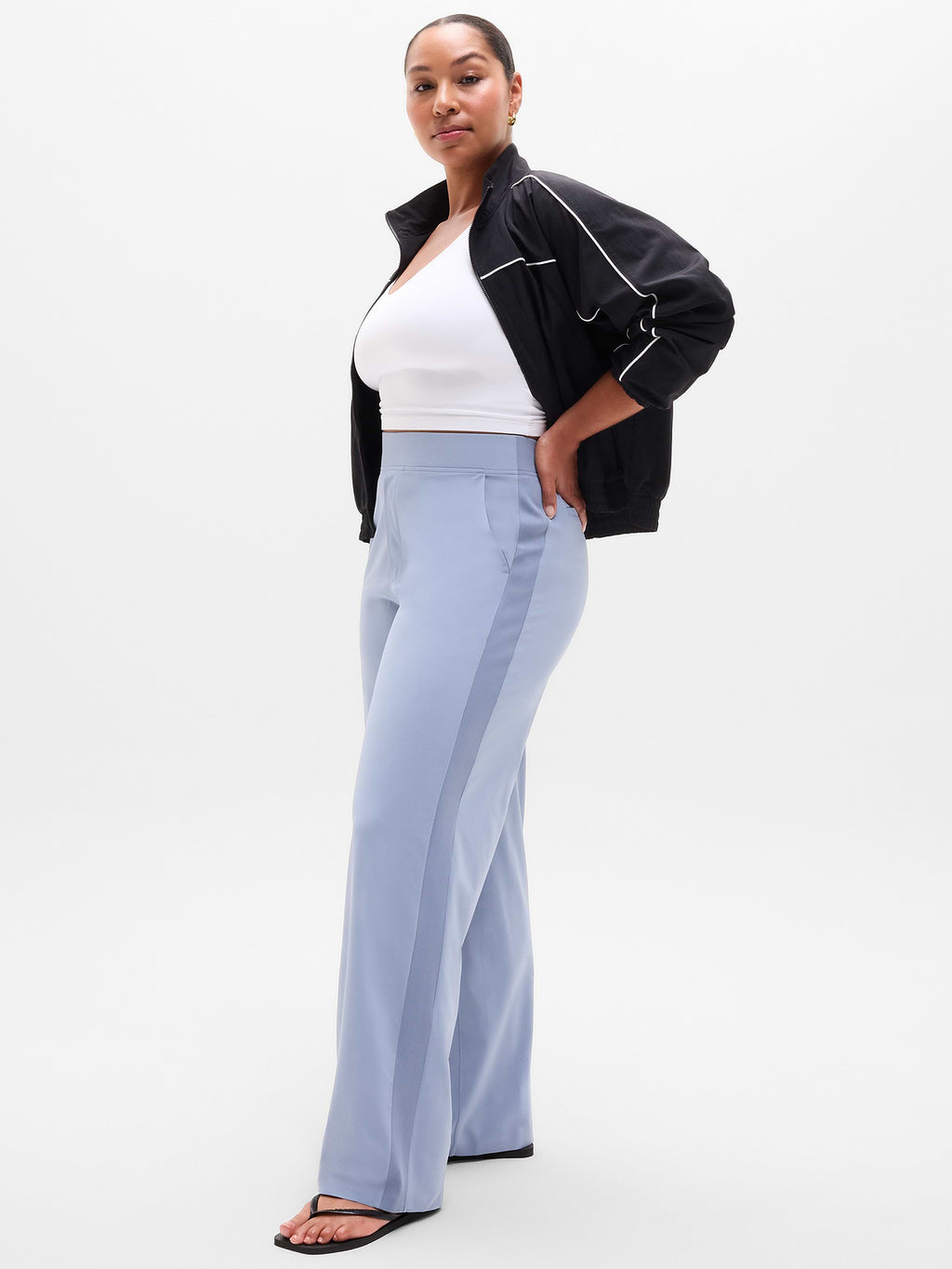 Brooklyn Mid Rise Wide Leg Pant - Storm