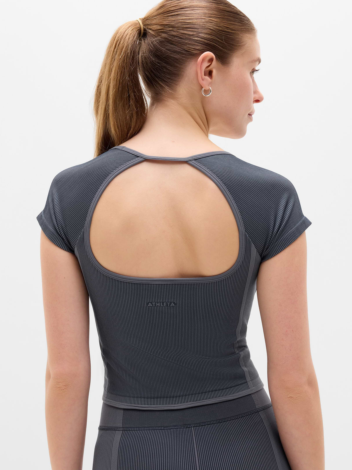 Recharge Seamless Open Back Tee - Eclipse/Slate Contour