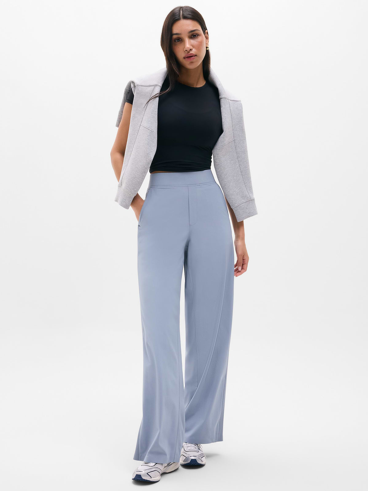 Brooklyn Mid Rise Wide Leg Pant - Storm