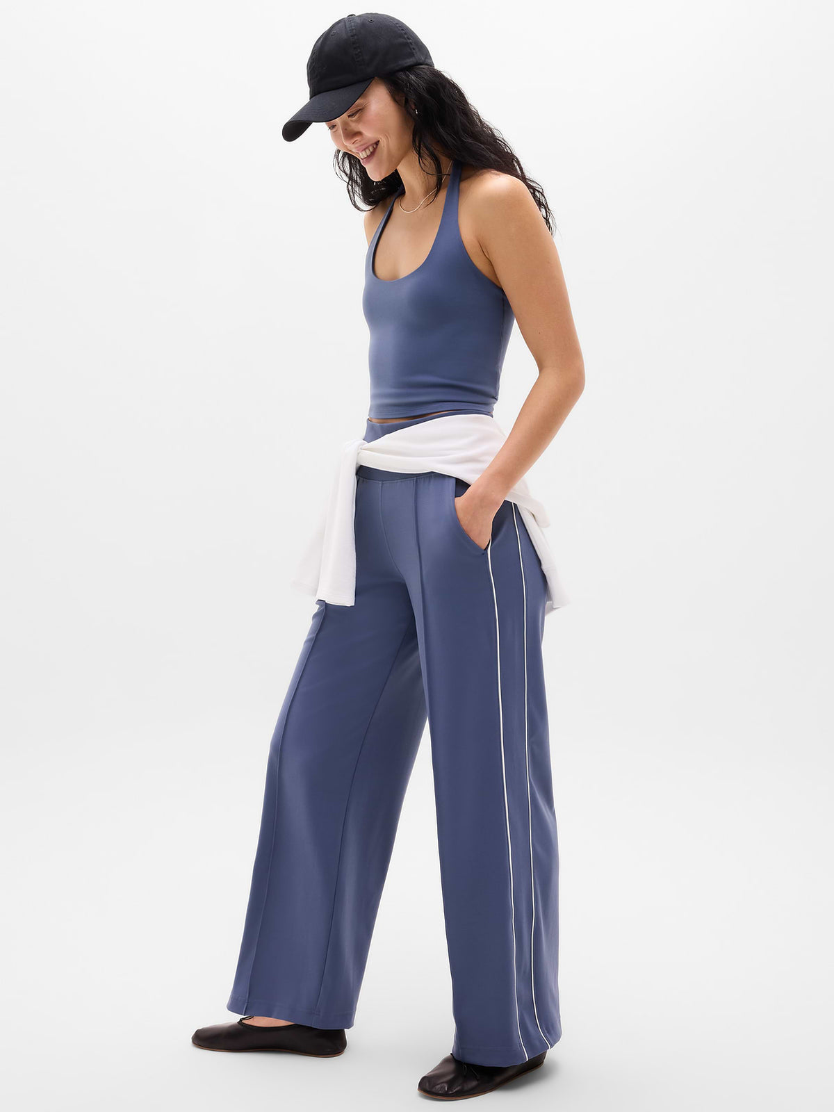 Venice High Rise Track Stripe Wide Leg Pant - Celestial