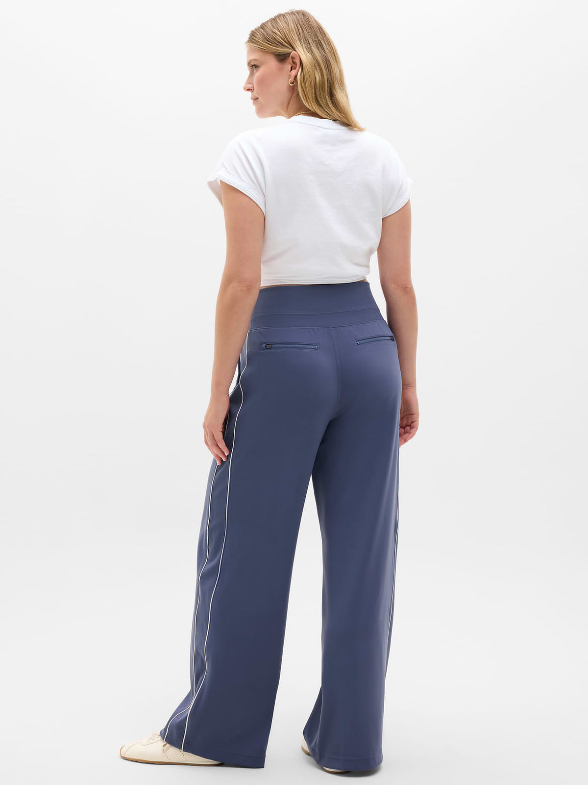 Venice High Rise Track Stripe Wide Leg Pant - Celestial