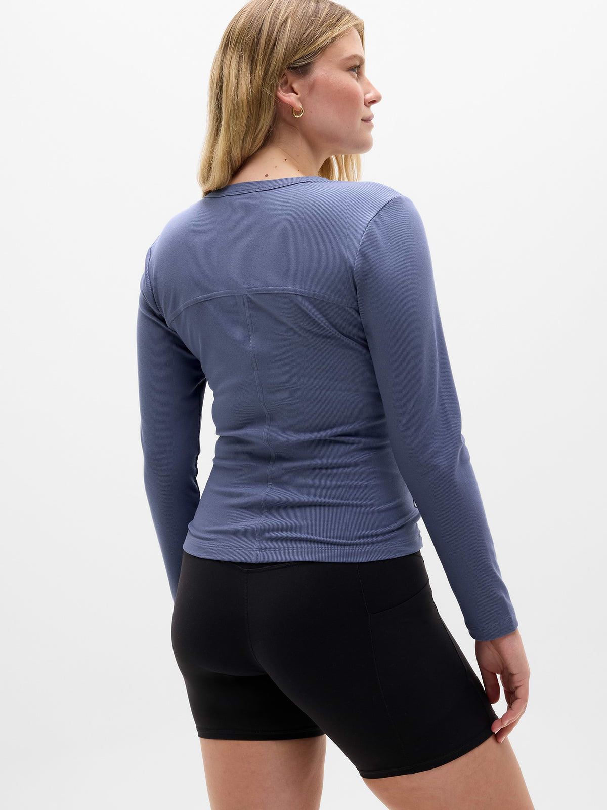 Signature Rib Long Sleeve Henley Top - Celestial