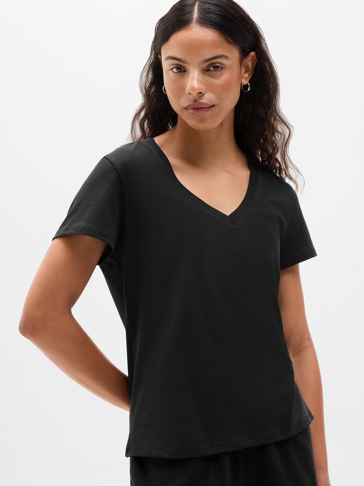 Favorite Cotton V-Neck Tee - Black