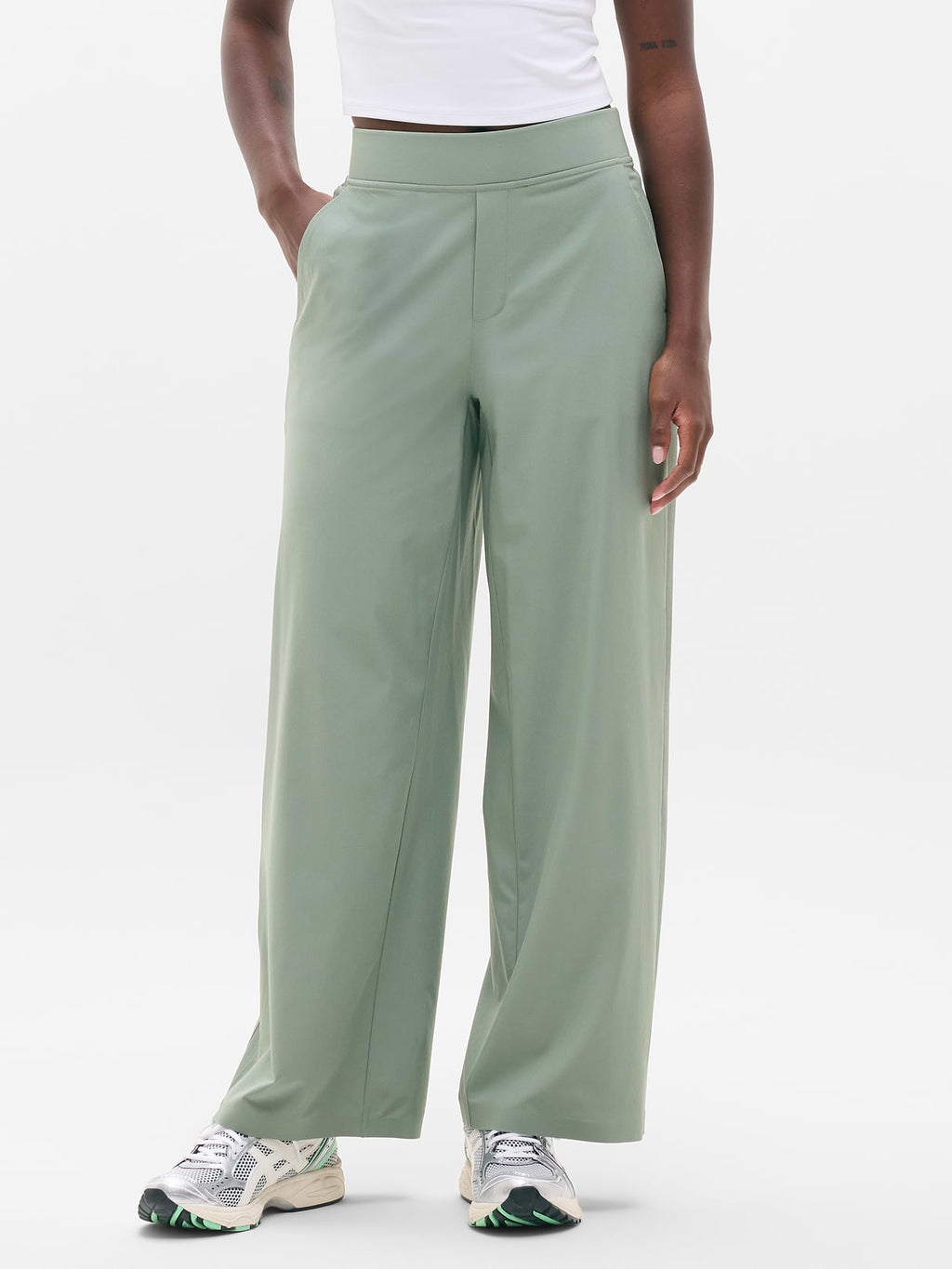 Brooklyn Mid Rise Wide Leg Pant - Cacti