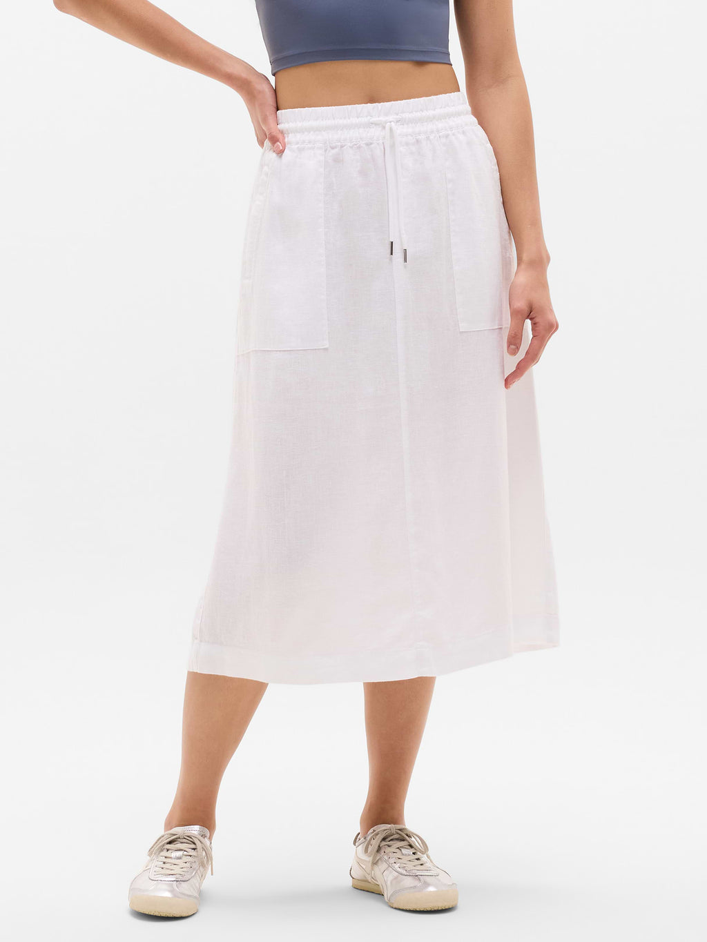 Retreat Linen Midi Skirt - Calla Lily