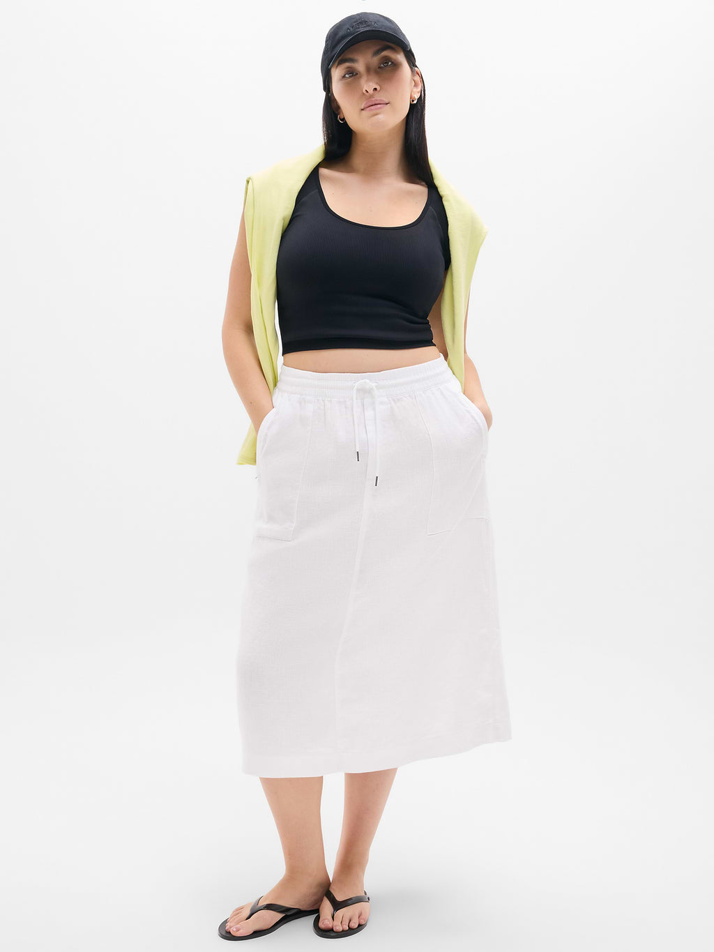 Retreat Linen Midi Skirt - Calla Lily