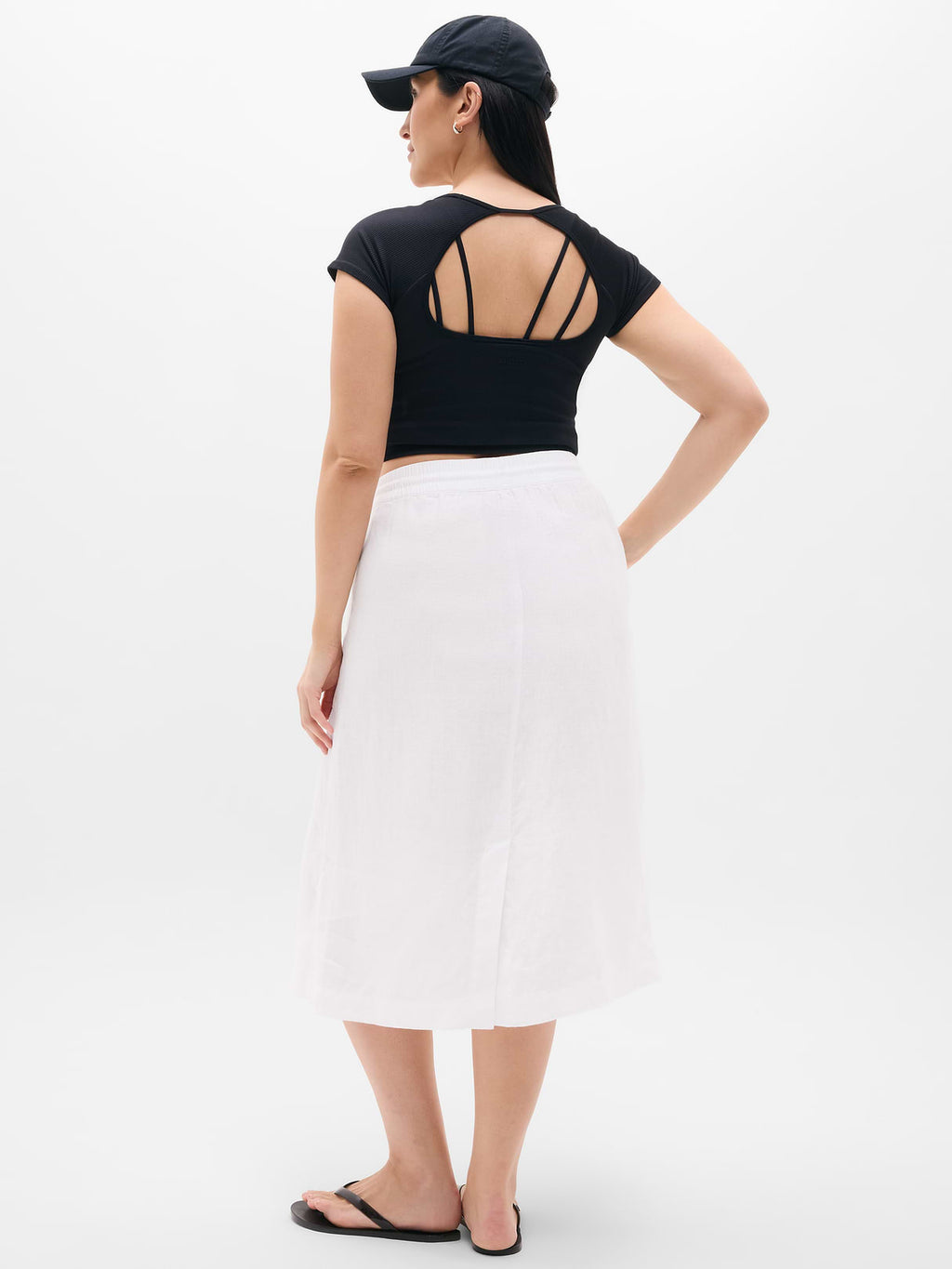 Retreat Linen Midi Skirt - Calla Lily
