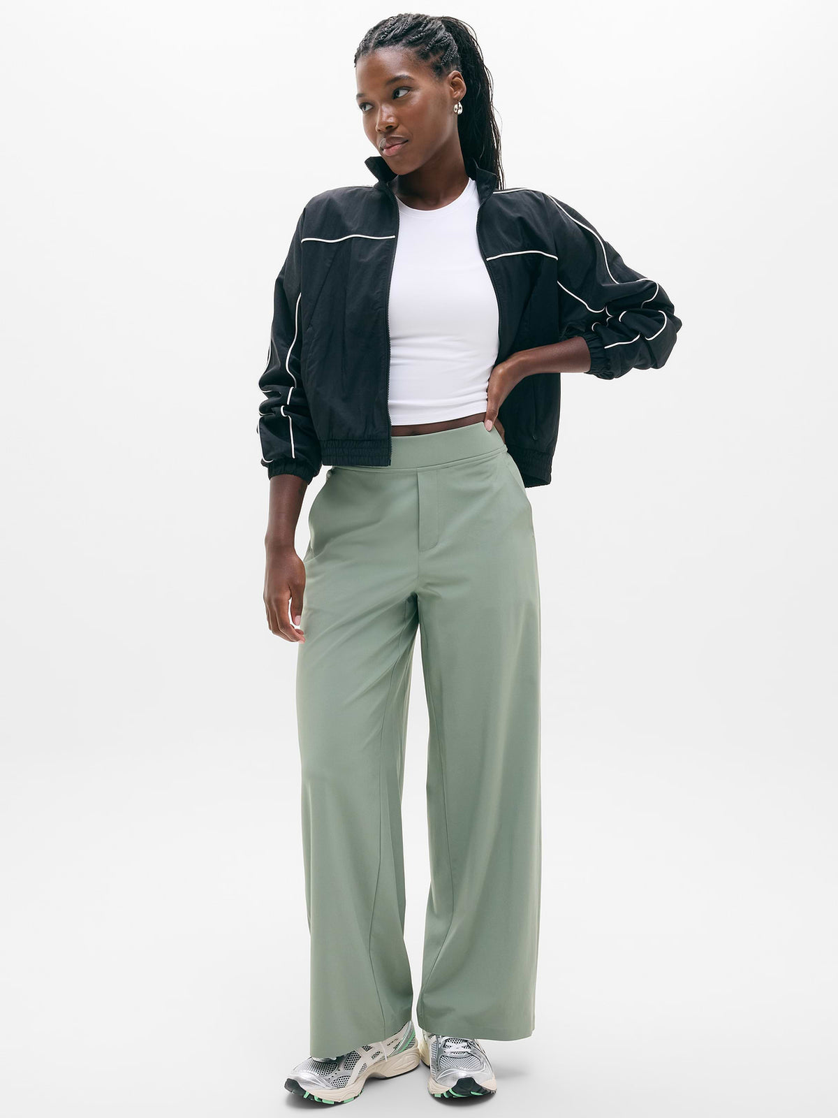 Brooklyn Mid Rise Wide Leg Pant - Cacti