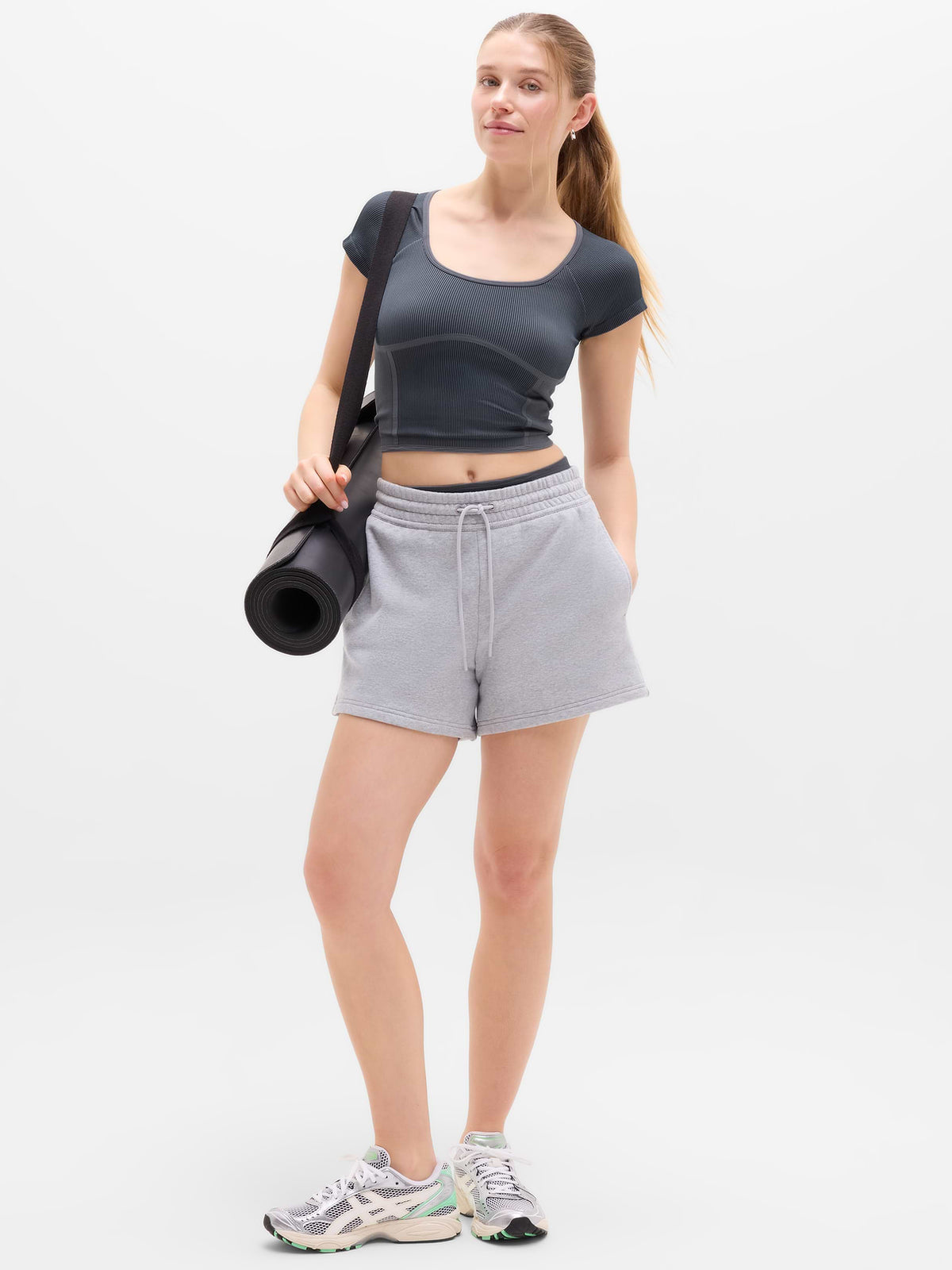 Recharge Seamless Open Back Tee - Eclipse/Slate Contour