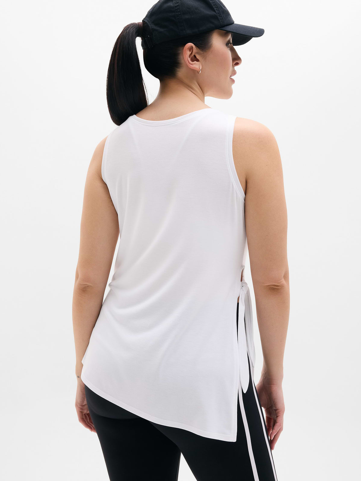 Move With Ease Asym Tie Tank - Bright White