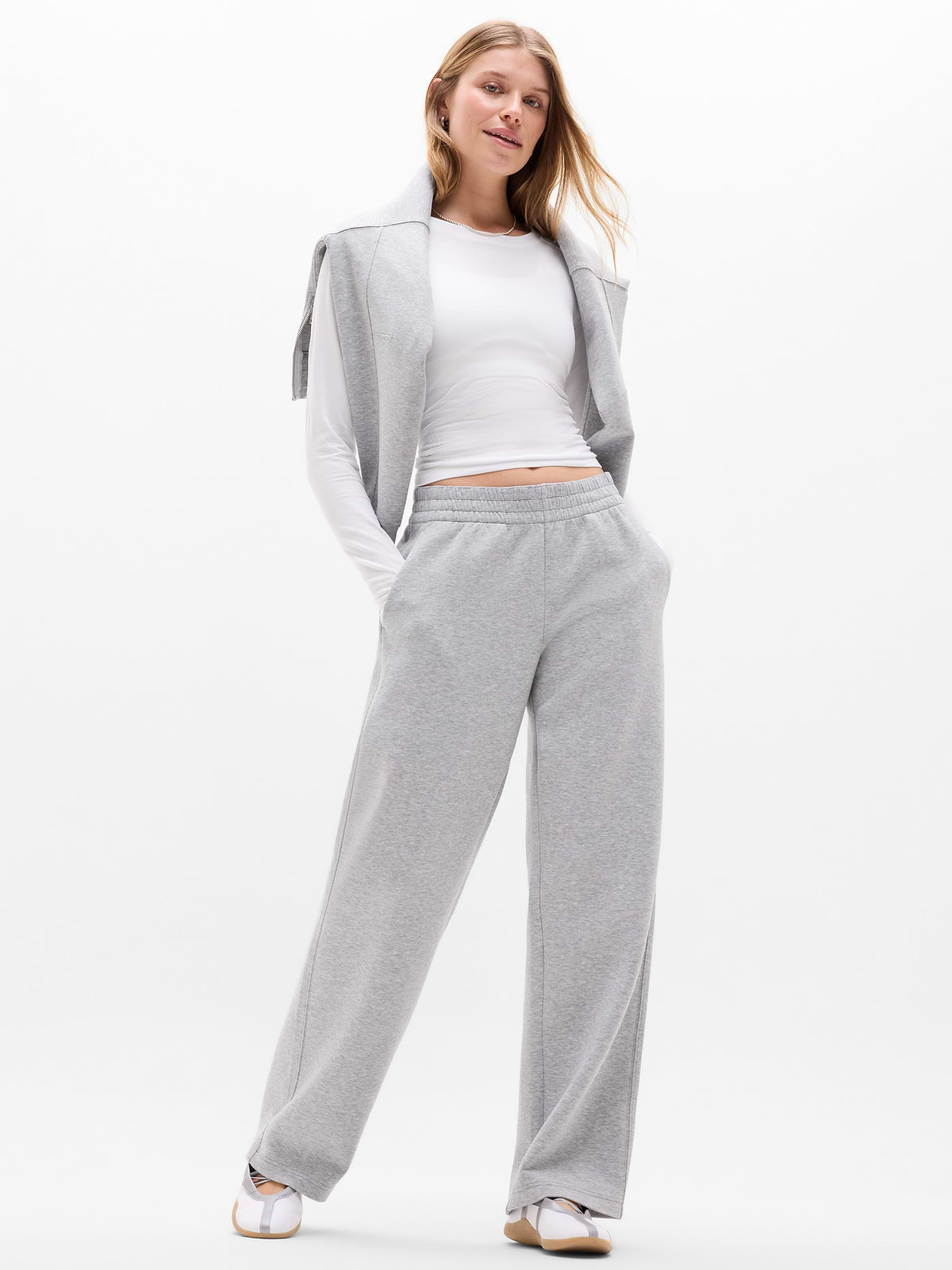 Form Knit Mid Rise Straight Pant - Grey Heather