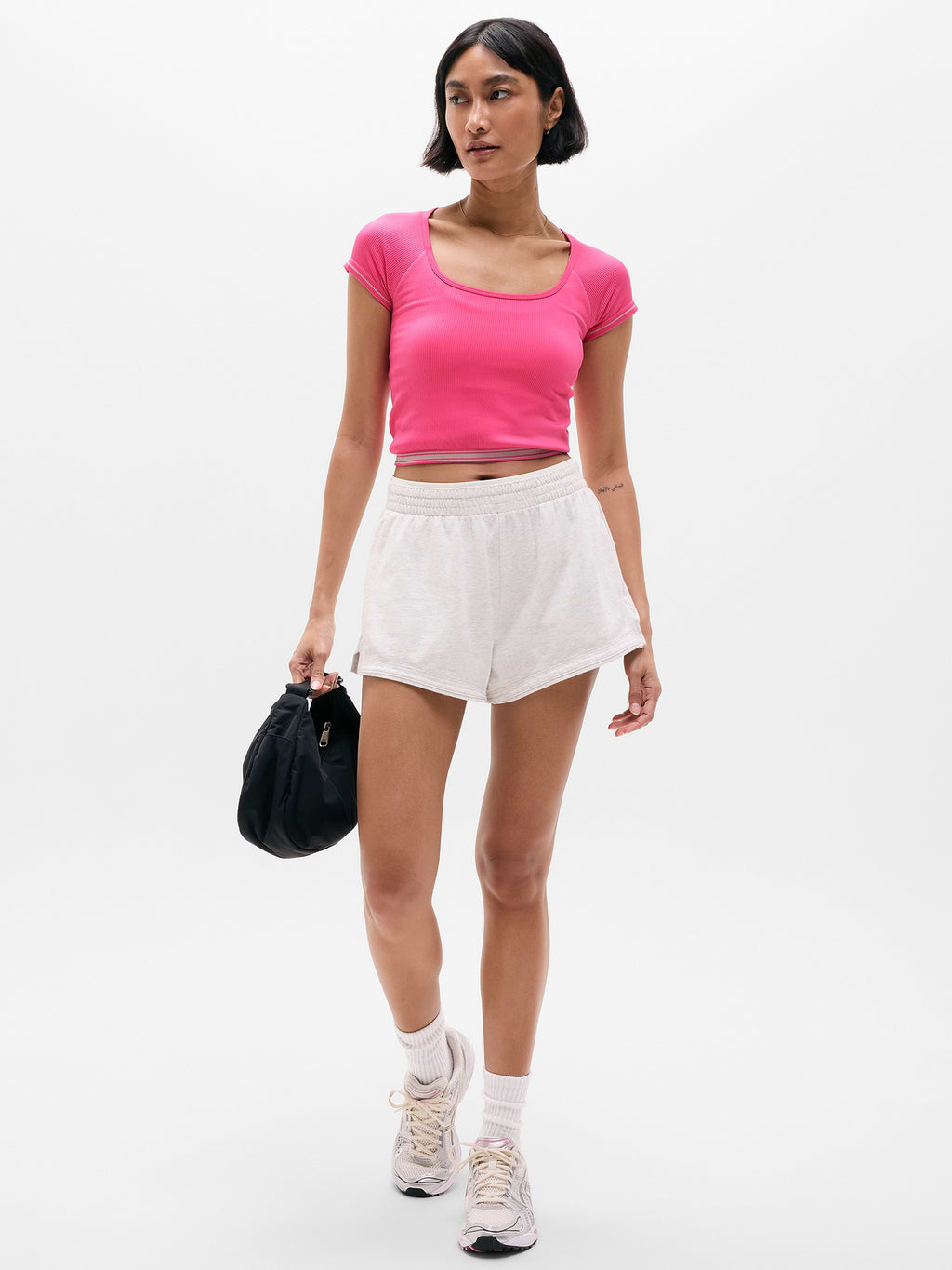 Recharge Seamless Open Back Tee - Cerise/Zephyr Rib