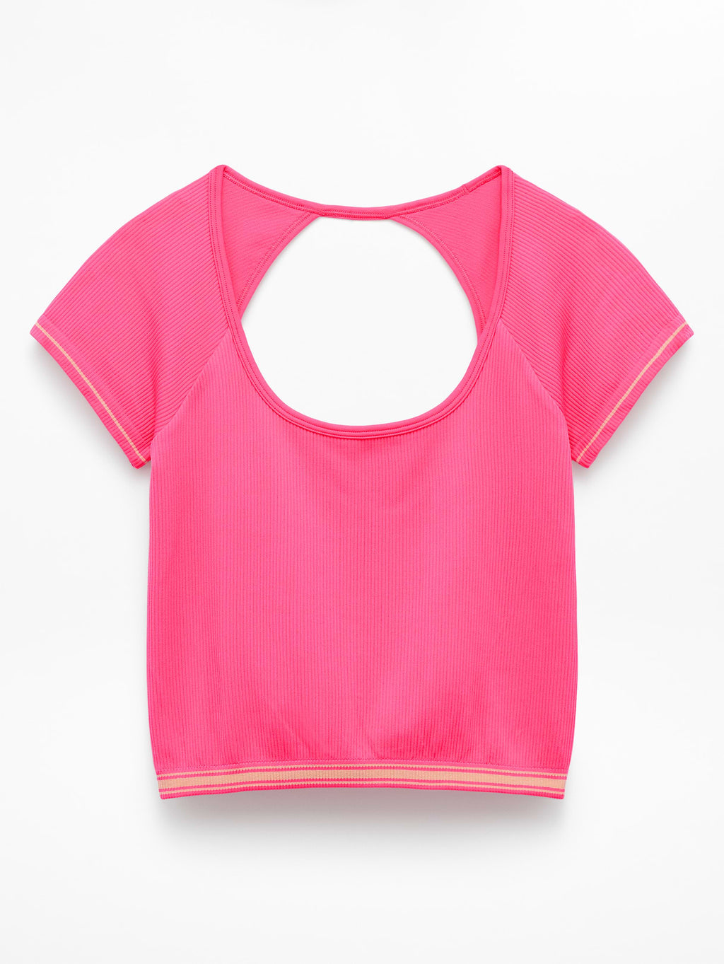 Recharge Seamless Open Back Tee - Cerise/Zephyr Rib